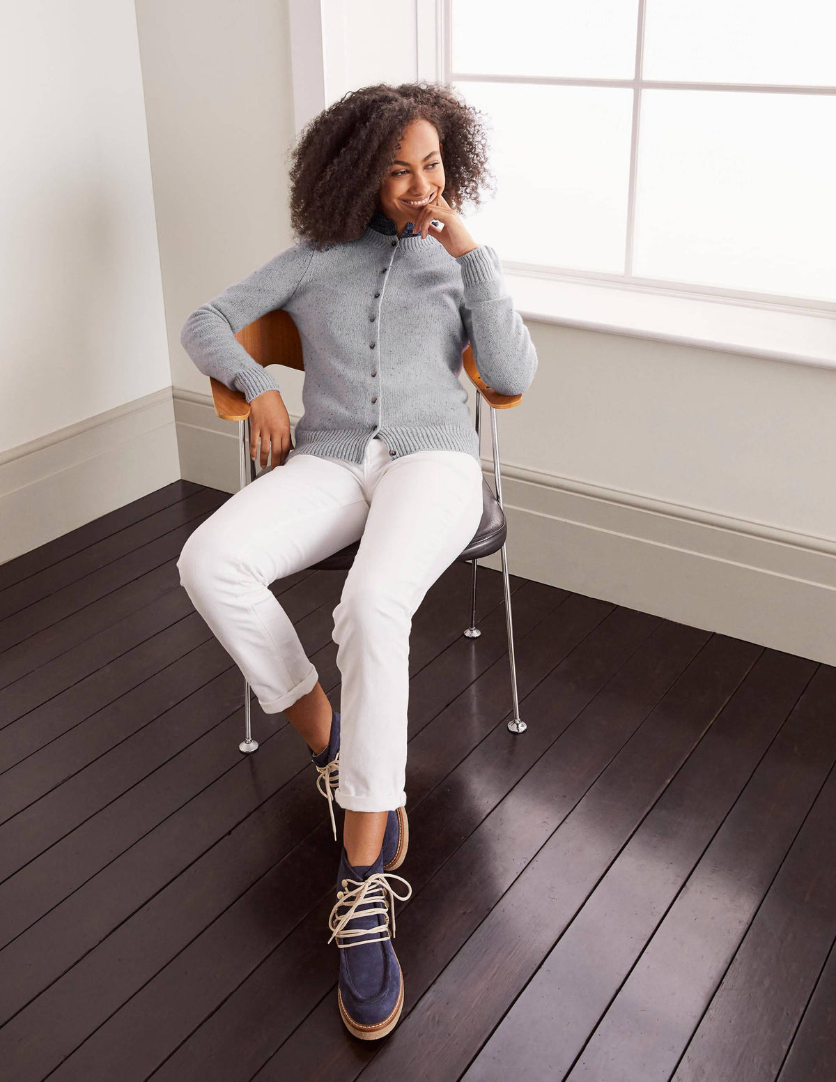Beaufort Cashmere Cardigan-Winter Slate Nep - Image 2
