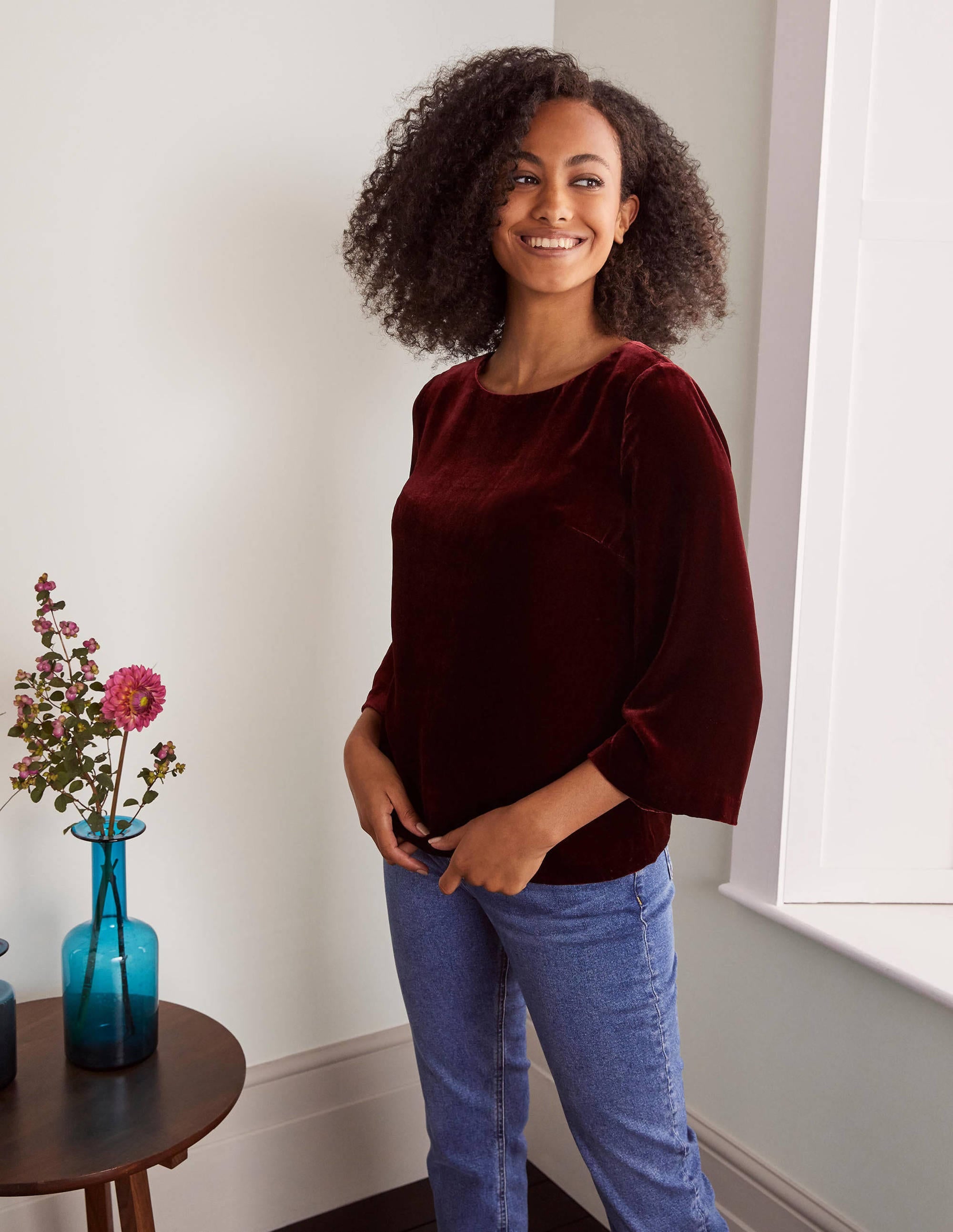 Kate Velvet Top-Ruby Ring - Image 1