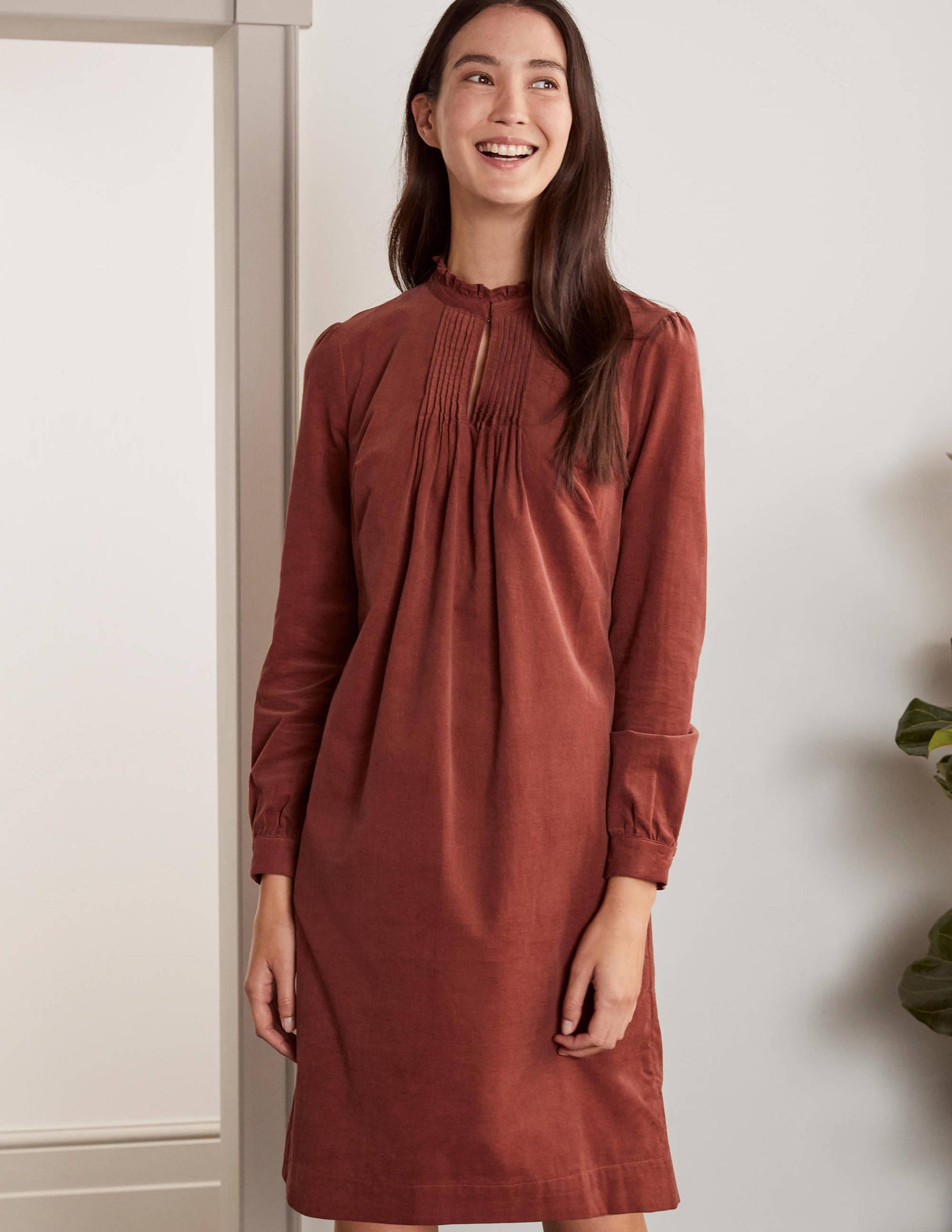 Cornelia Cord Dress-Red Oak-1