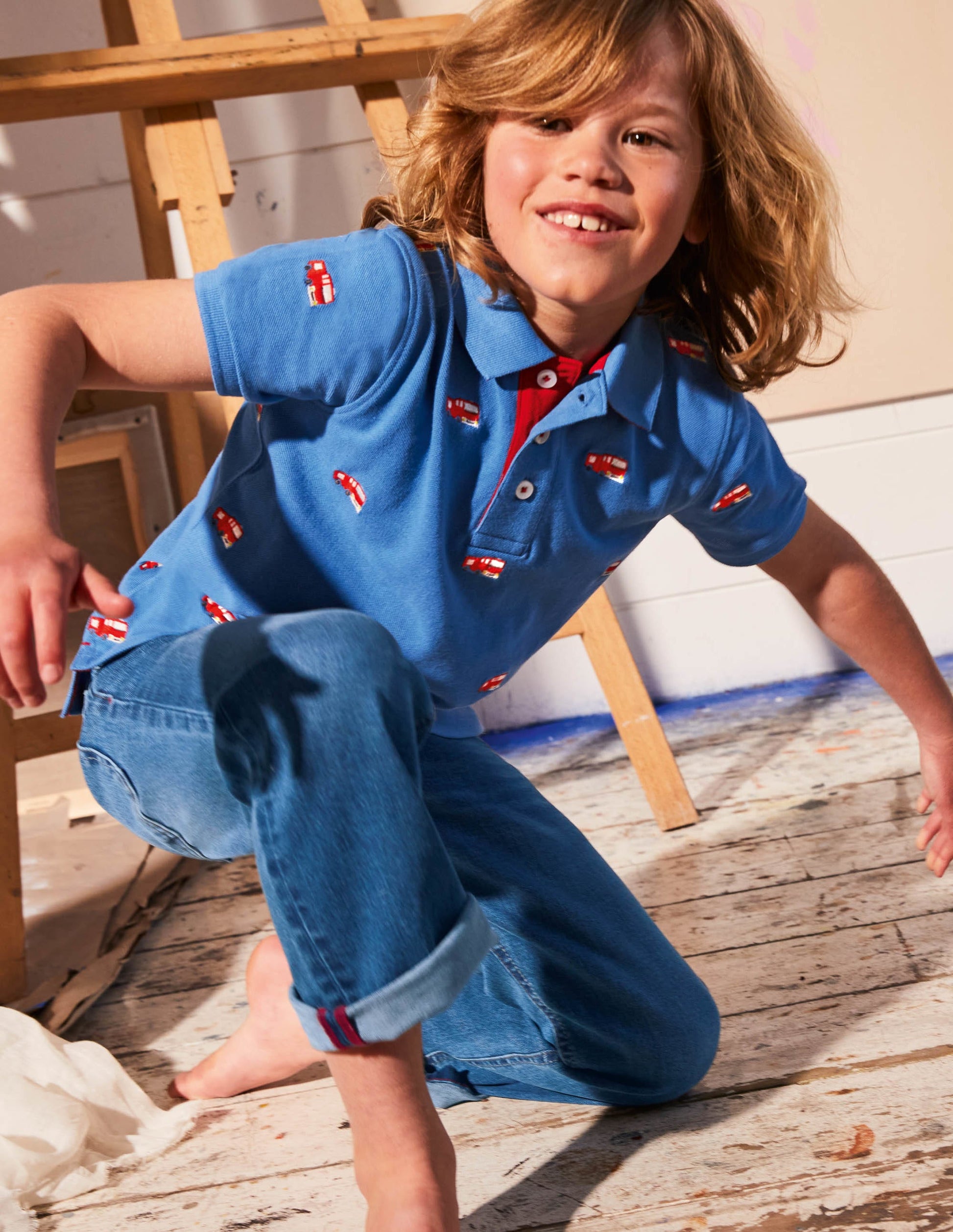Piqué Polo Shirt-Elizabethan Blue Fire Engines-4
