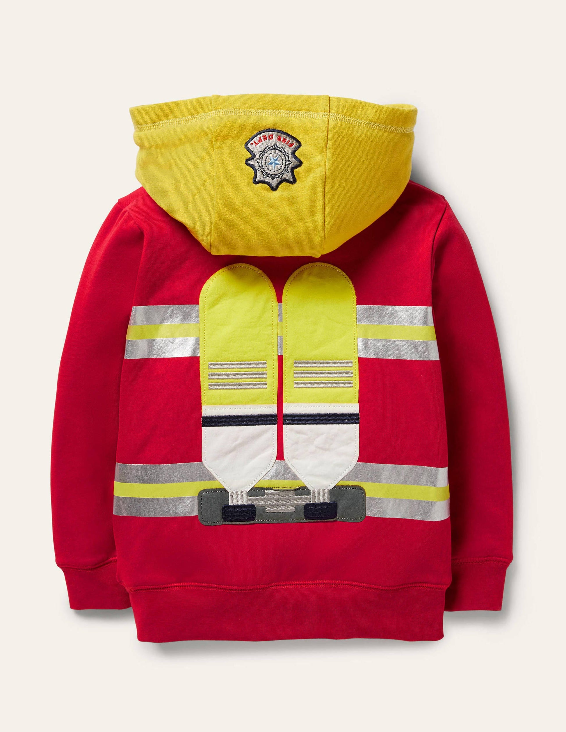 Shaggy-lined Appliqué Hoodie-Rockabilly Red Fireman-2