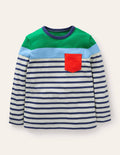Colourblock Breton T-Shirt-Green Pepper/Ivory