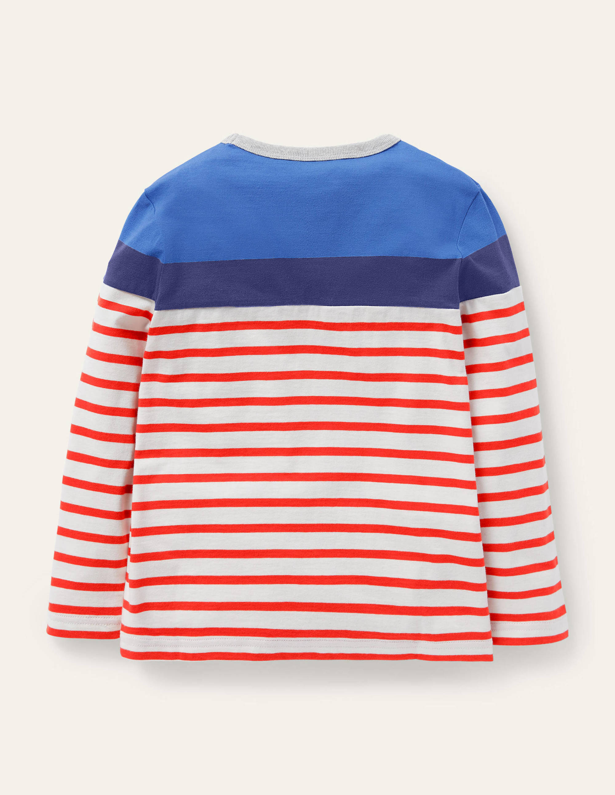 Colourblock Breton T-Shirt-Rocket Red/Elizabethan Blue - Image 2