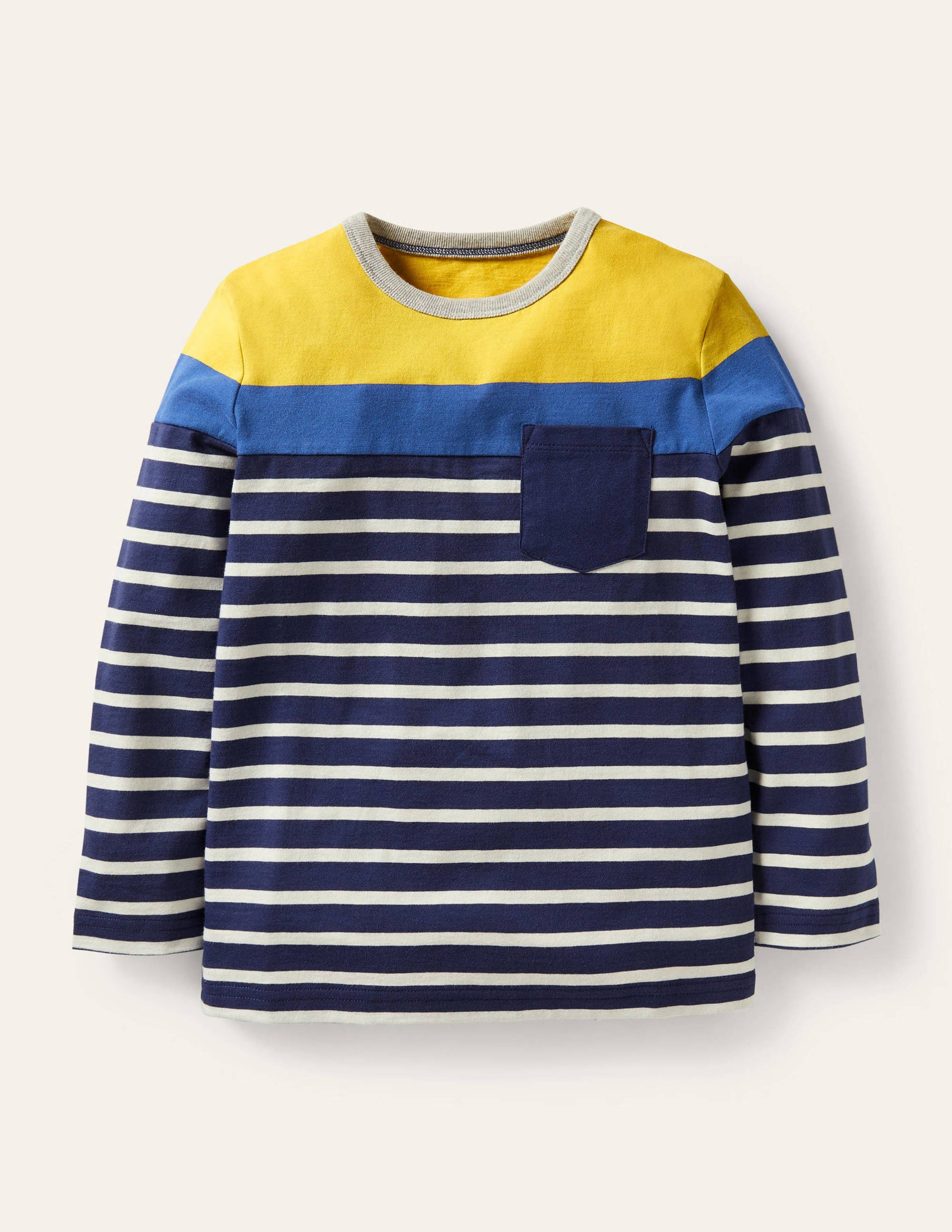 Colourblock Breton T-Shirt-Sweetcorn Yellow/Navy-1
