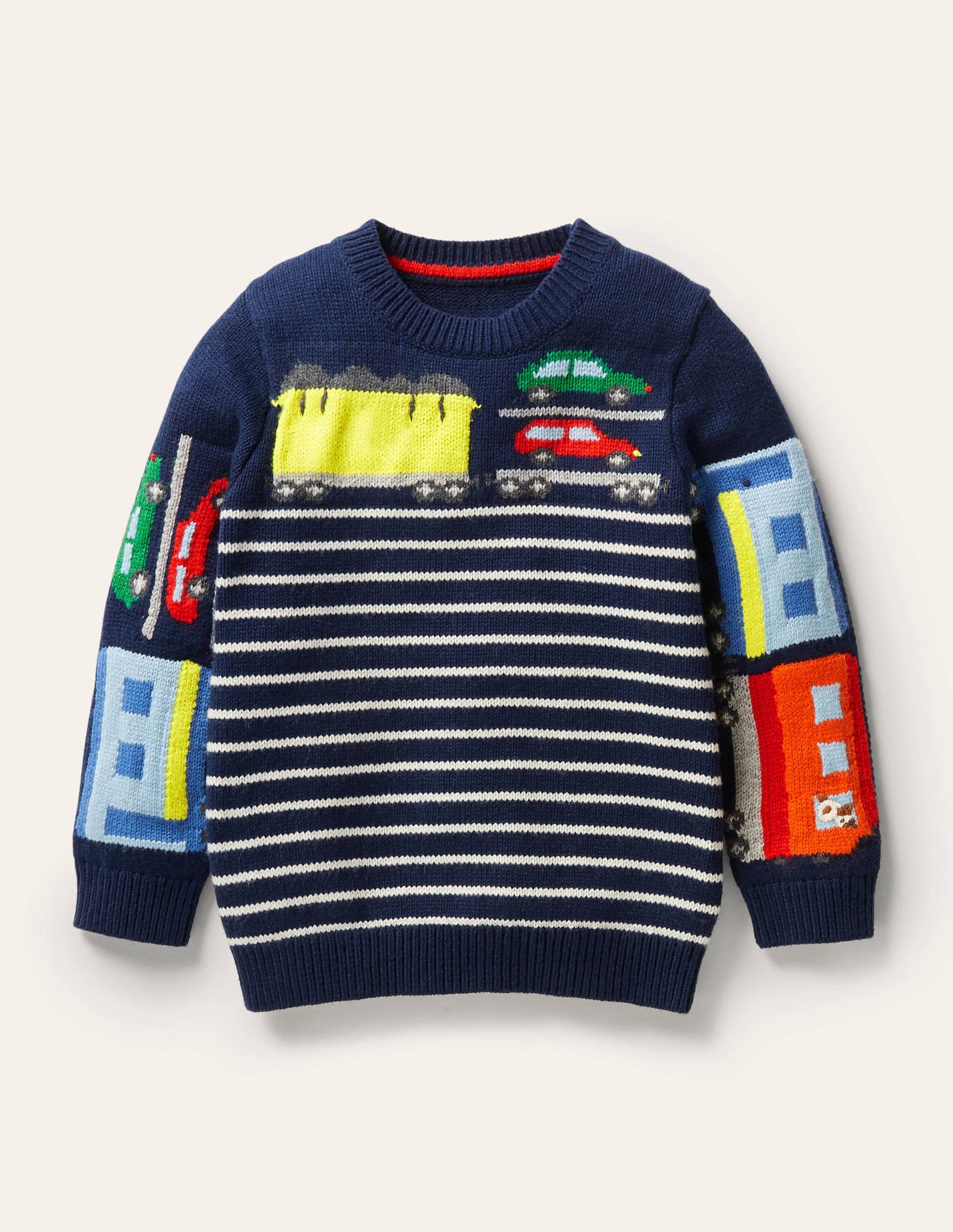 Graphic Crew Jumper-College Navy Trains - Image 1