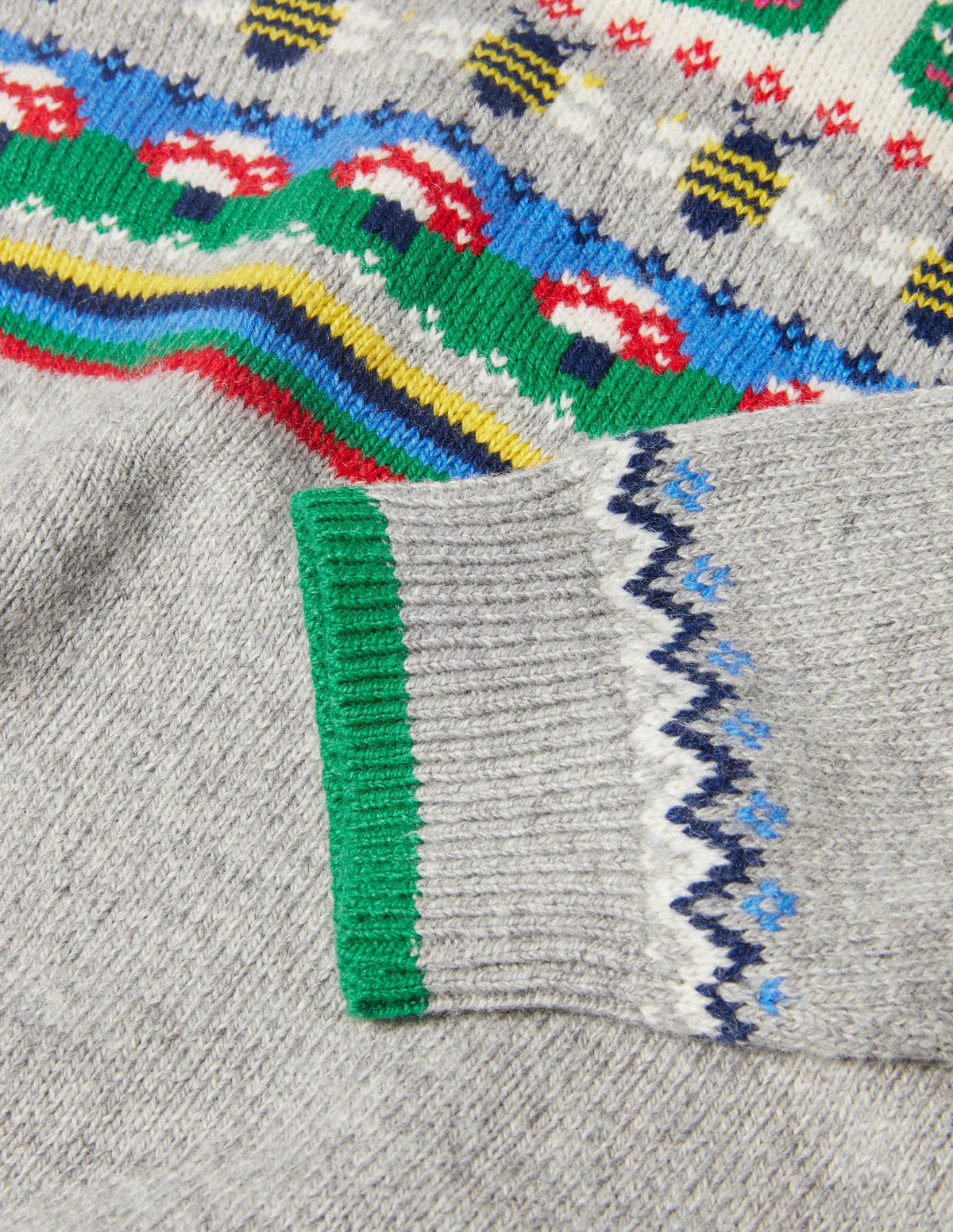 Fair Isle Crew Jumper-Grey Marl/Green Pepper Frog - Image 3