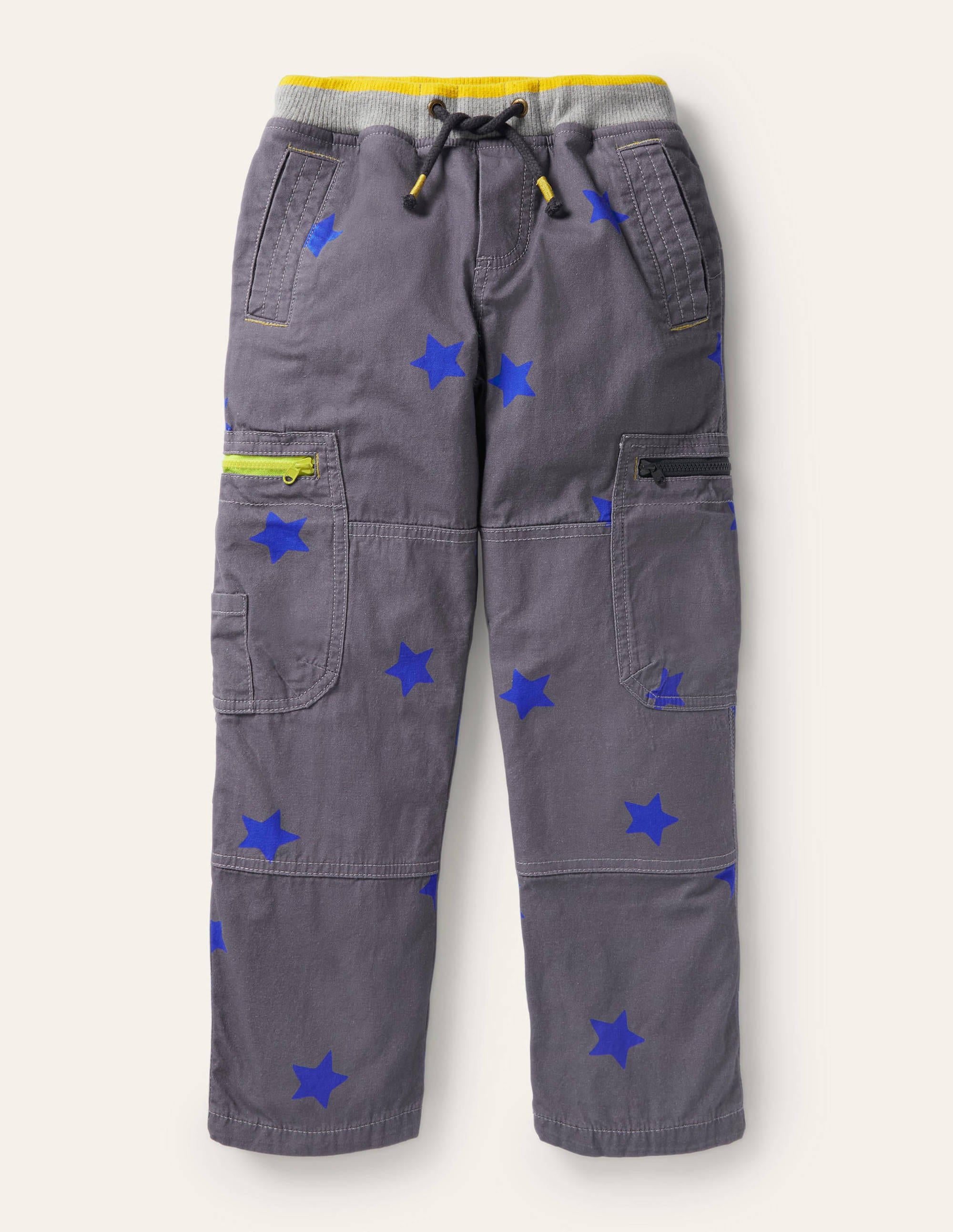 Cosy Lined Cargo Trousers-Soot Grey/Brilliant Blue Star - Image 1