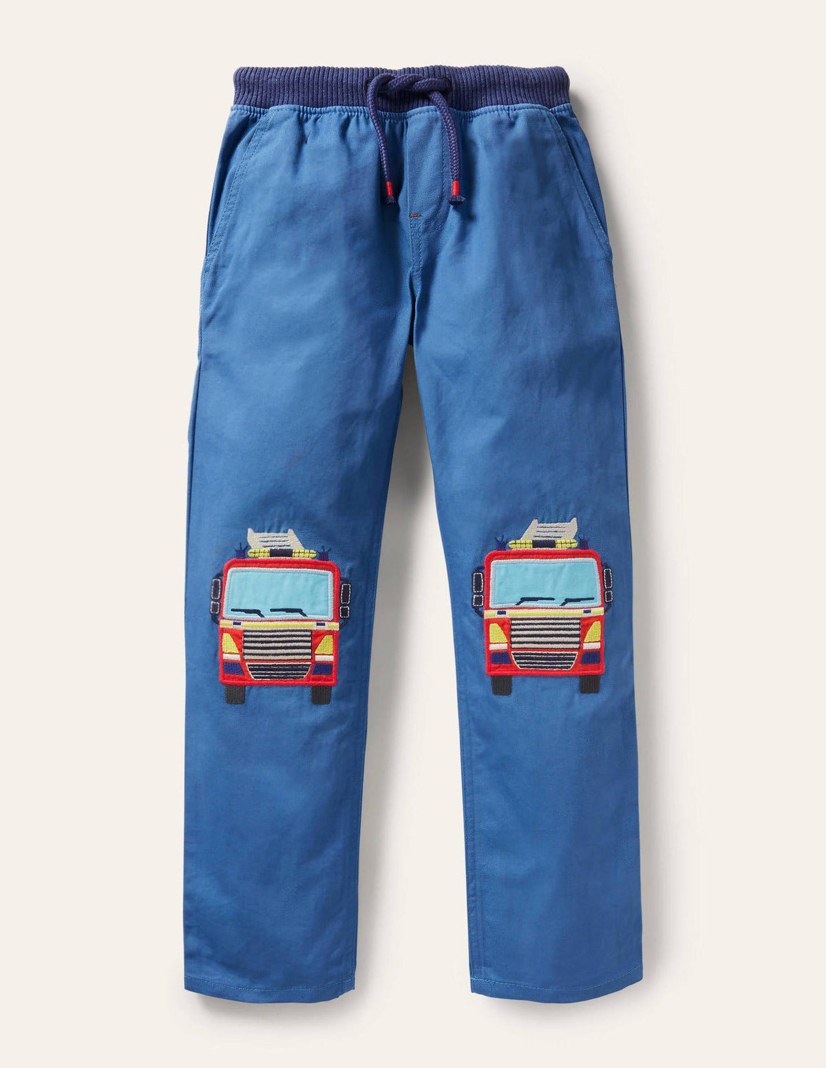 Appliqué Pull-on Trousers-Elizabethan Blue Fire Engine - Image 1