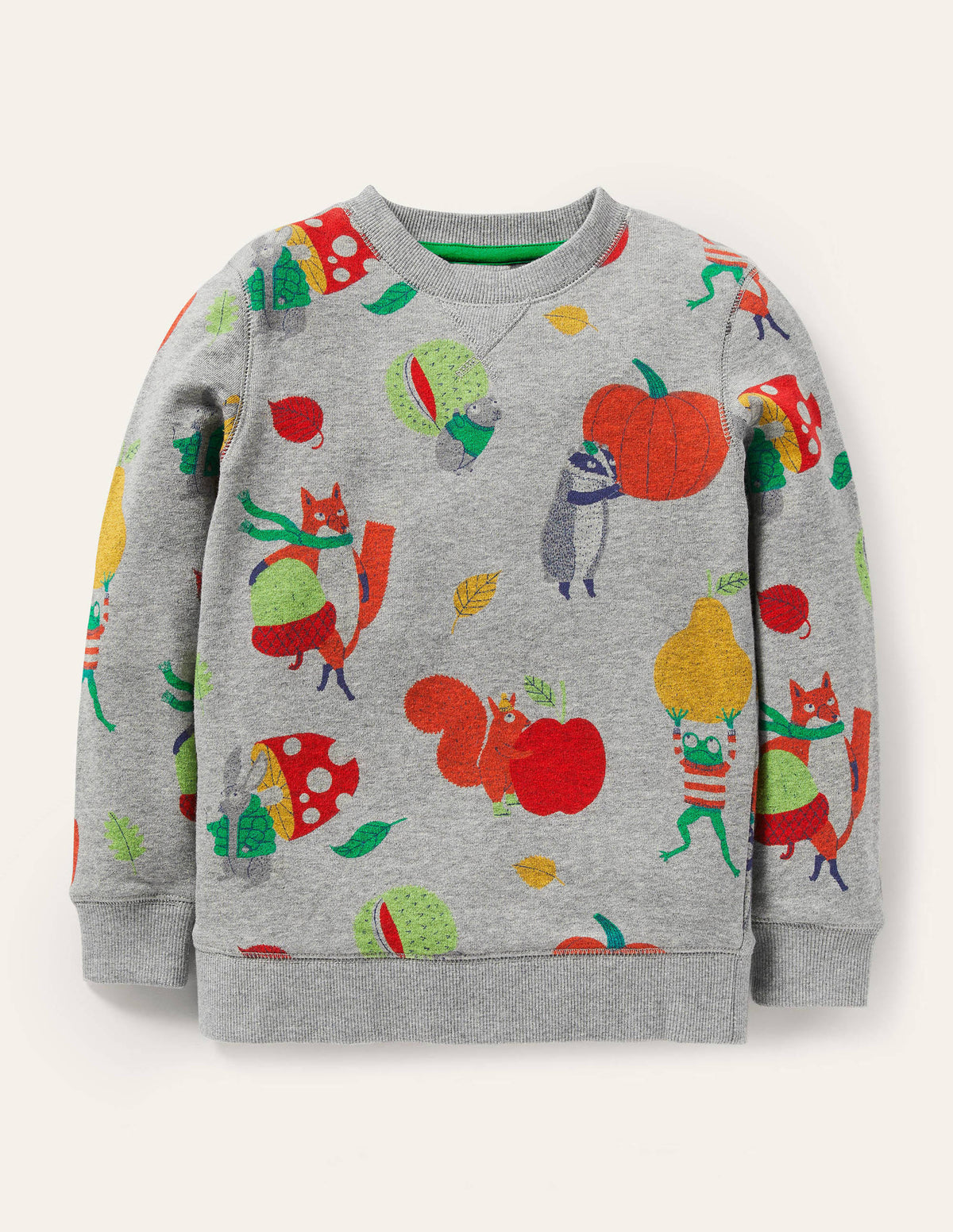 Printed Sweatshirt-Grey Marl Bonkers Conkers-1