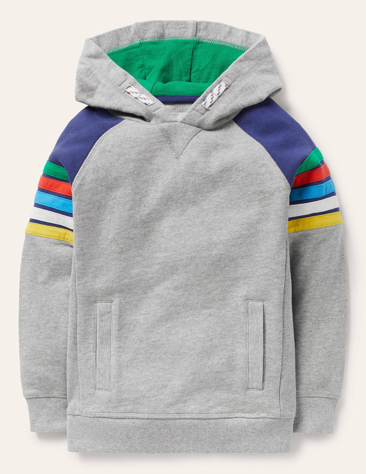 Rainbow Stripe Hoodie-Grey Marl Rainbow - Image 1