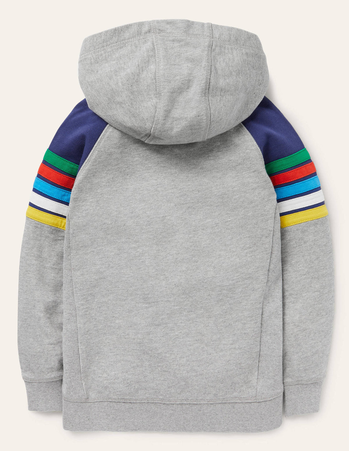 Rainbow Stripe Hoodie-Grey Marl Rainbow - Image 2