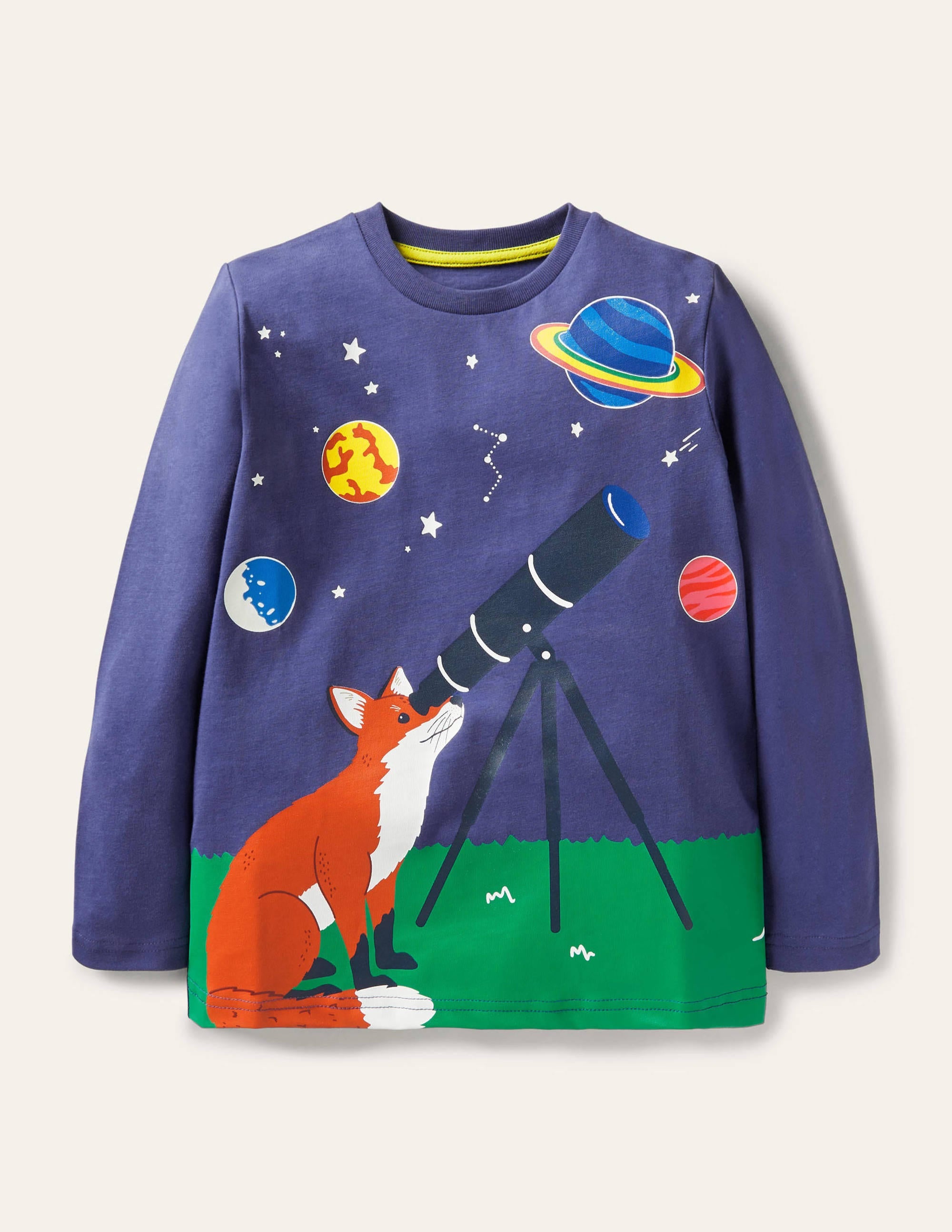 Glow Adventure Scene T-shirt-Starboard Blue Fox Telescope - Image 1