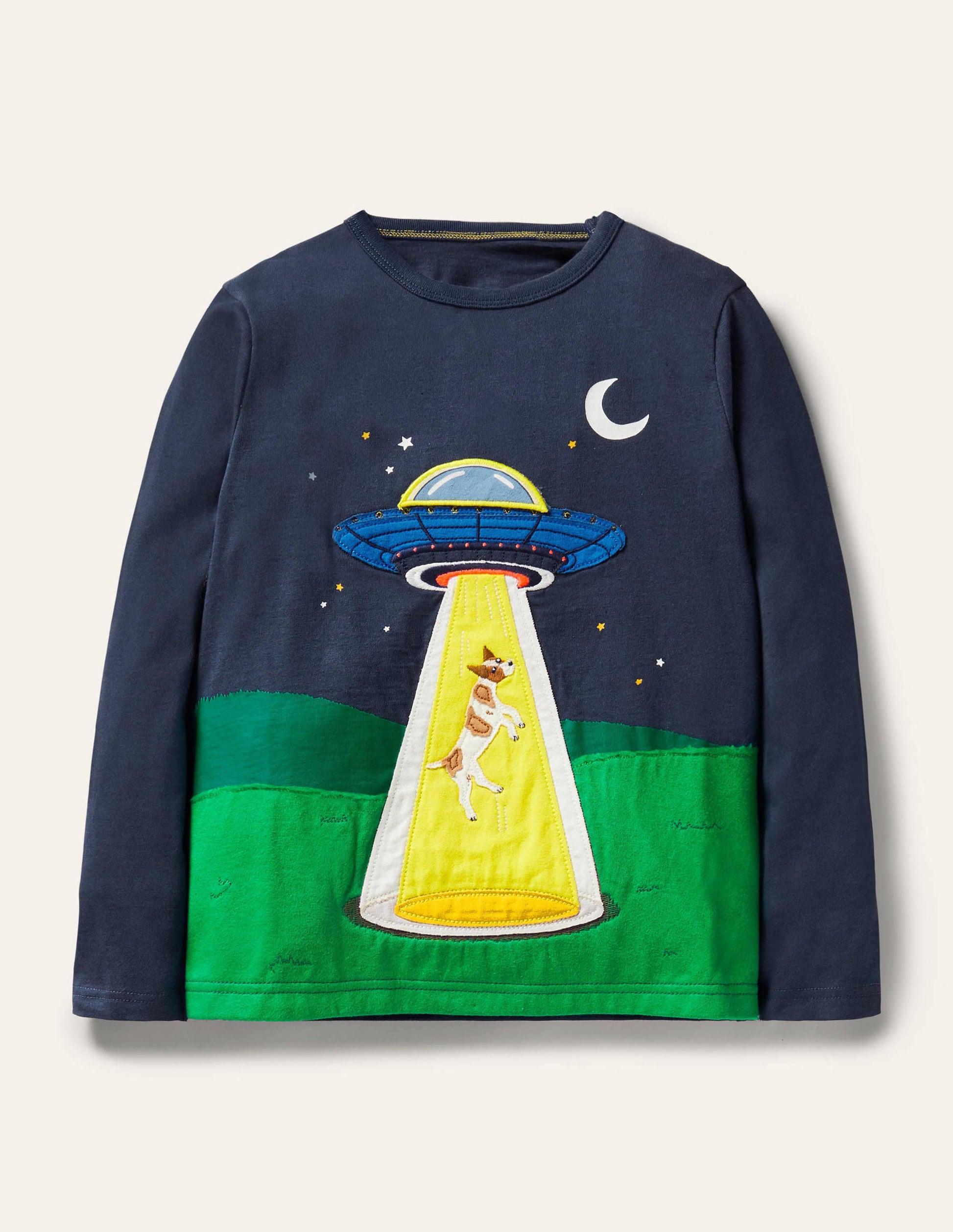 Lift-the-flap Space T-shirt-Stormy Blue UFO Landing-1