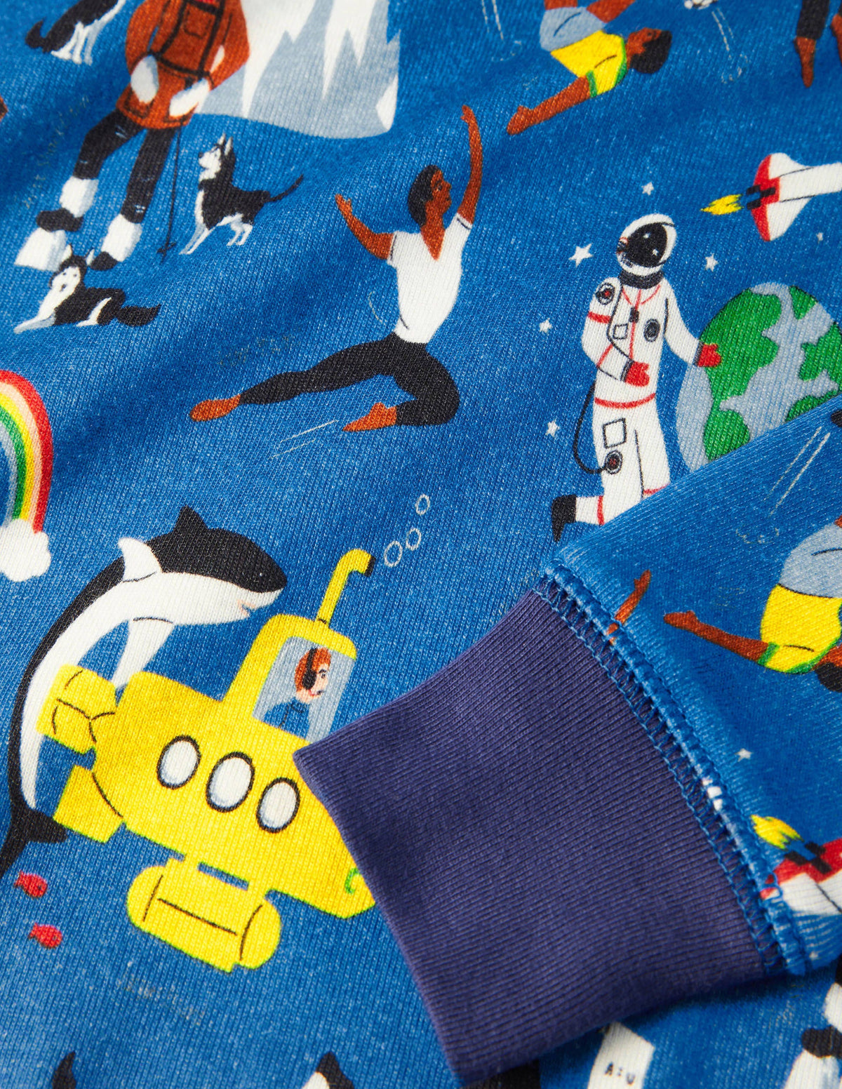 Snug Long John Pyjamas-Moroccan Blue Leaders-3