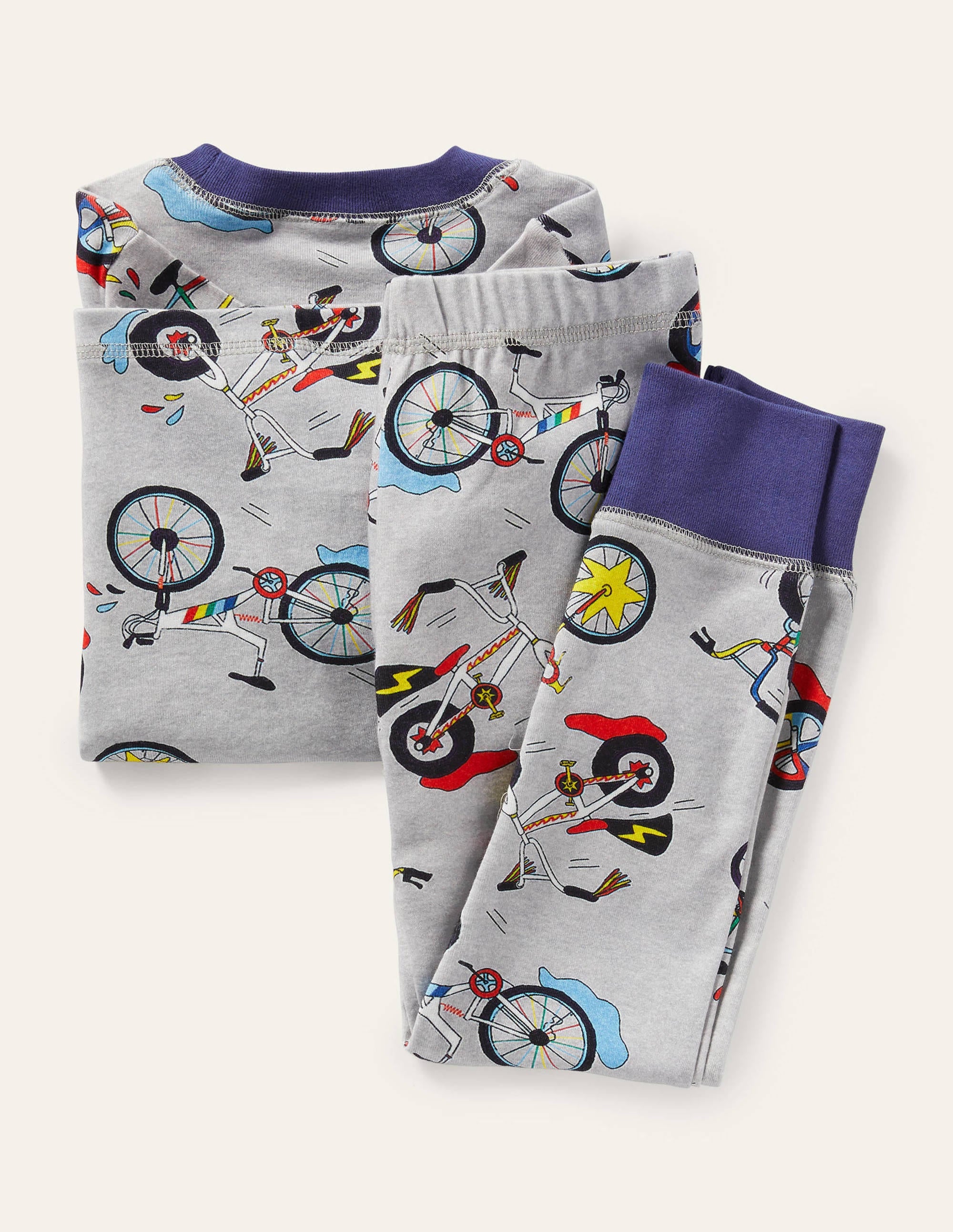 Snug Long John Pyjamas-Grey Marl Bikes - Image 2