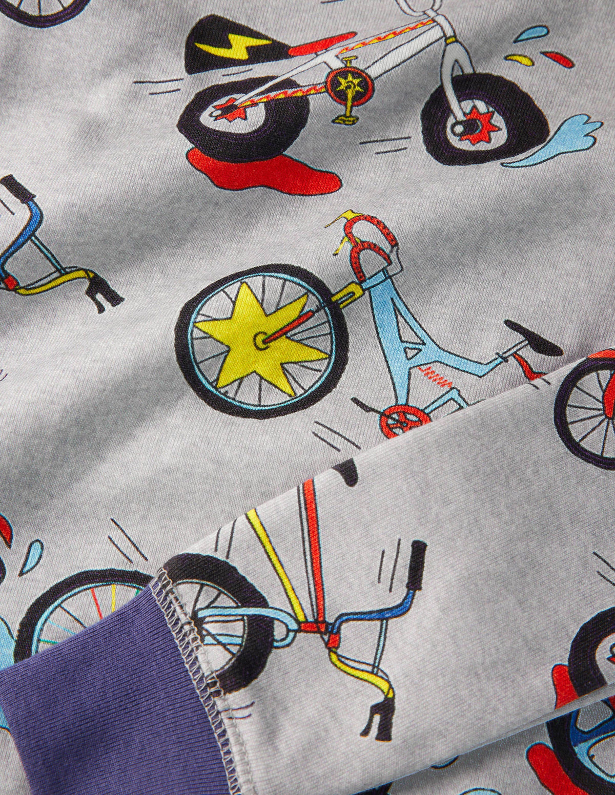 Snug Long John Pyjamas-Grey Marl Bikes-3