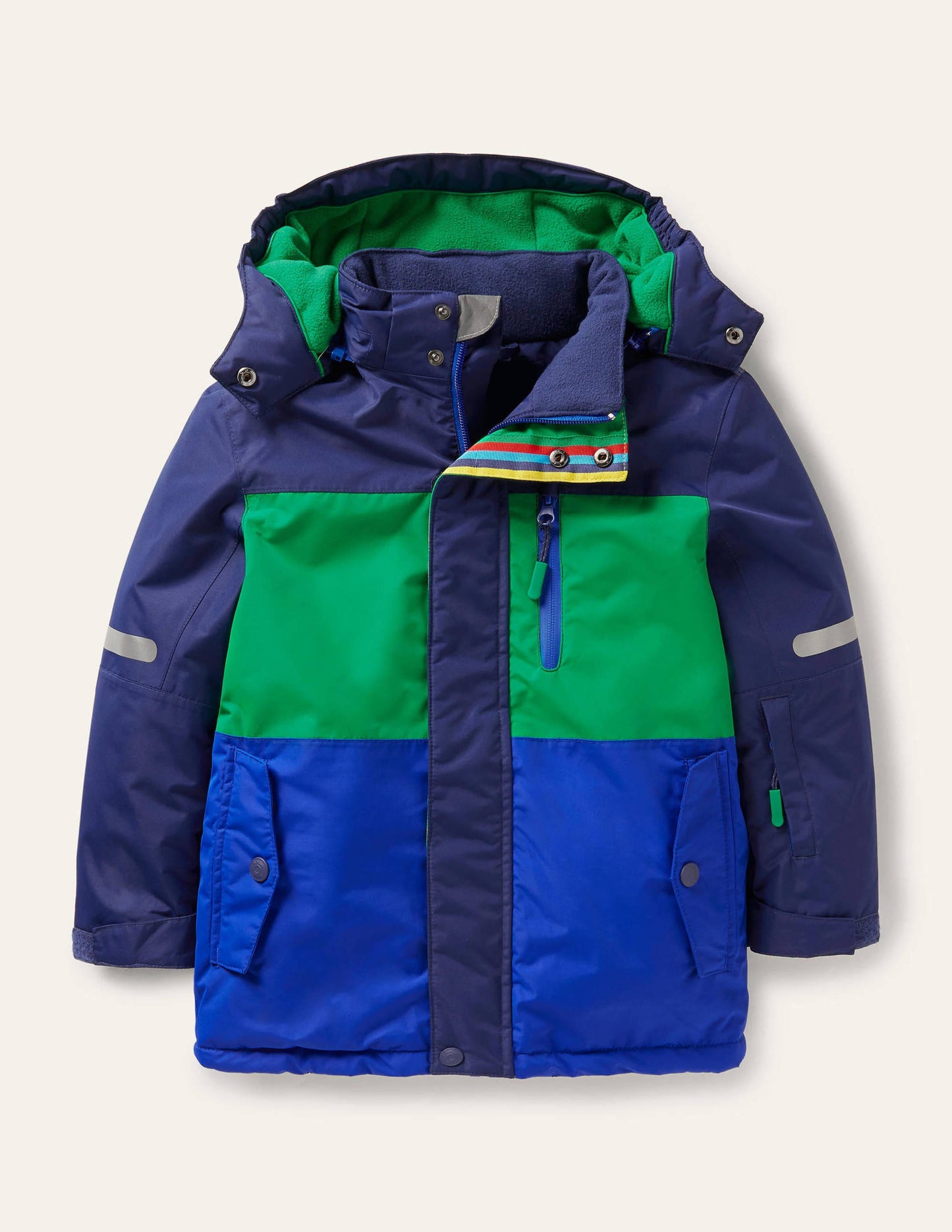 All-weather Waterproof Jacket-College Navy/Rich Emerald