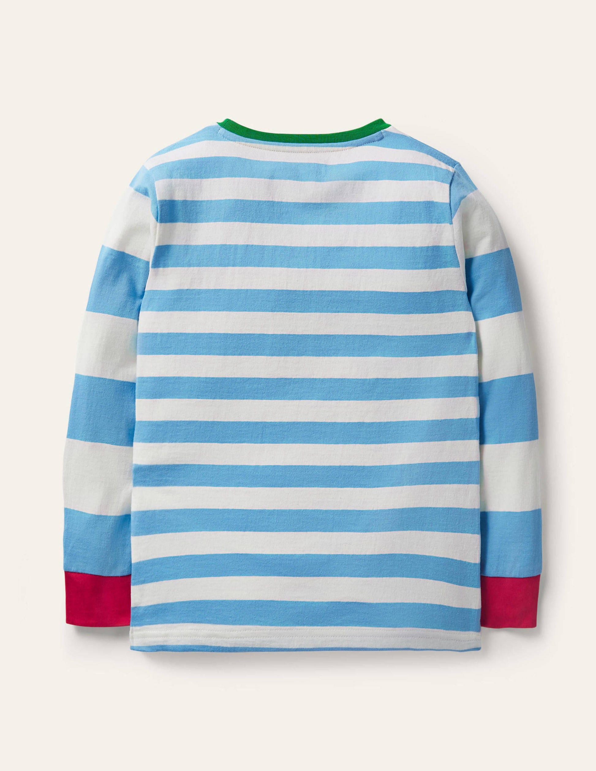 Stripe Animal Appliqué T-shirt-Surfboard Blue/Ivory Guinea-2