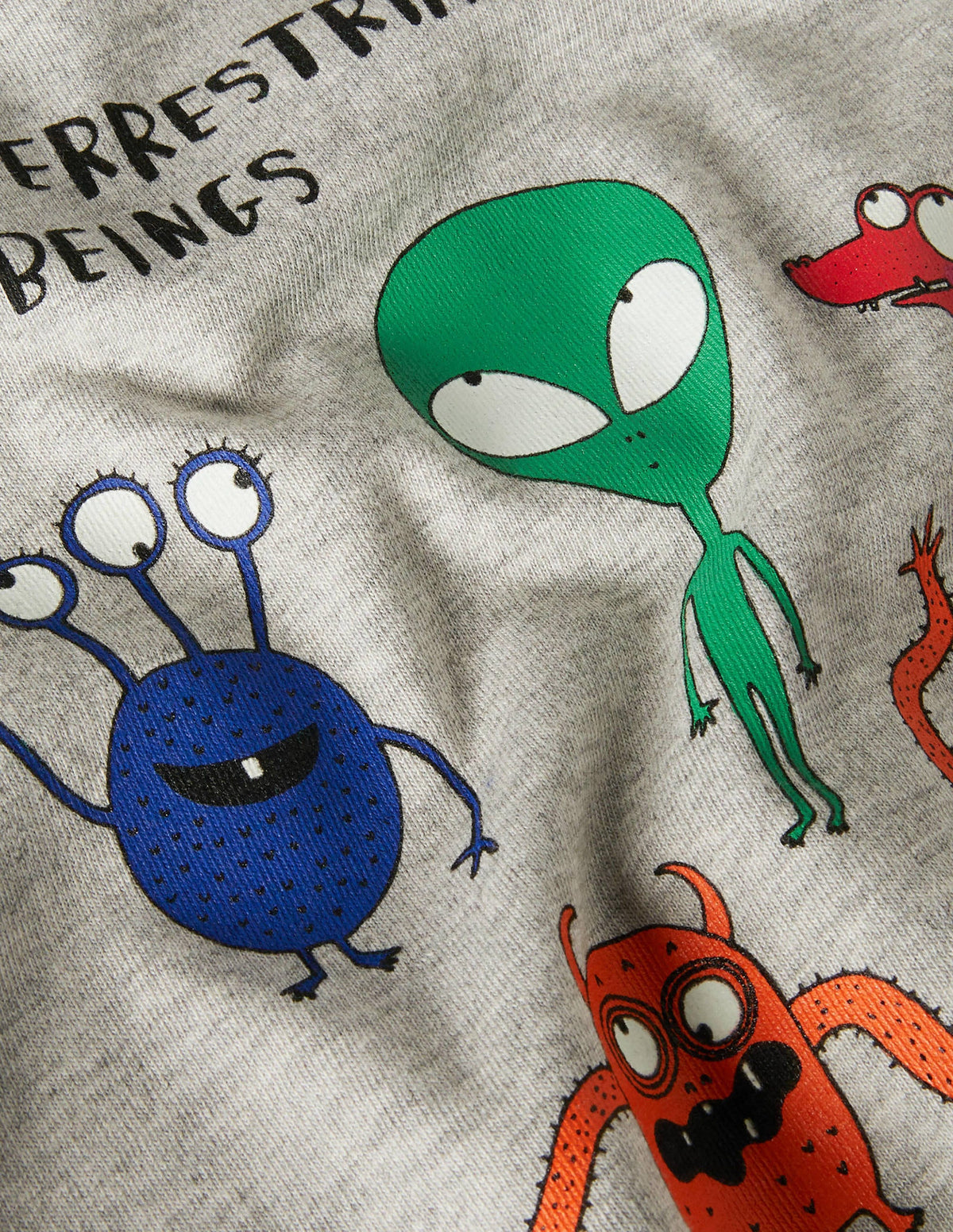 Glowing Space Raglan T-shirt-Grey Marl/Green Aliens-3
