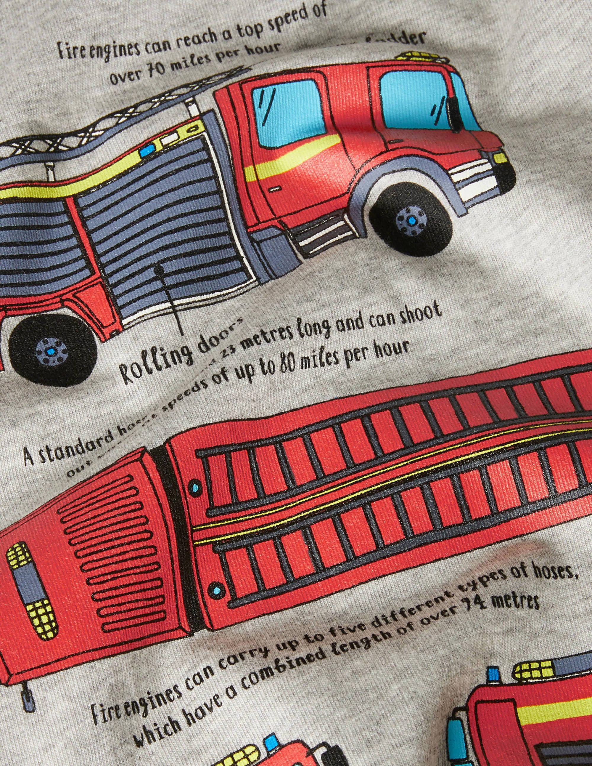 Educational Vehicle T-shirt-Grey Marl Fire Engine - Image 3