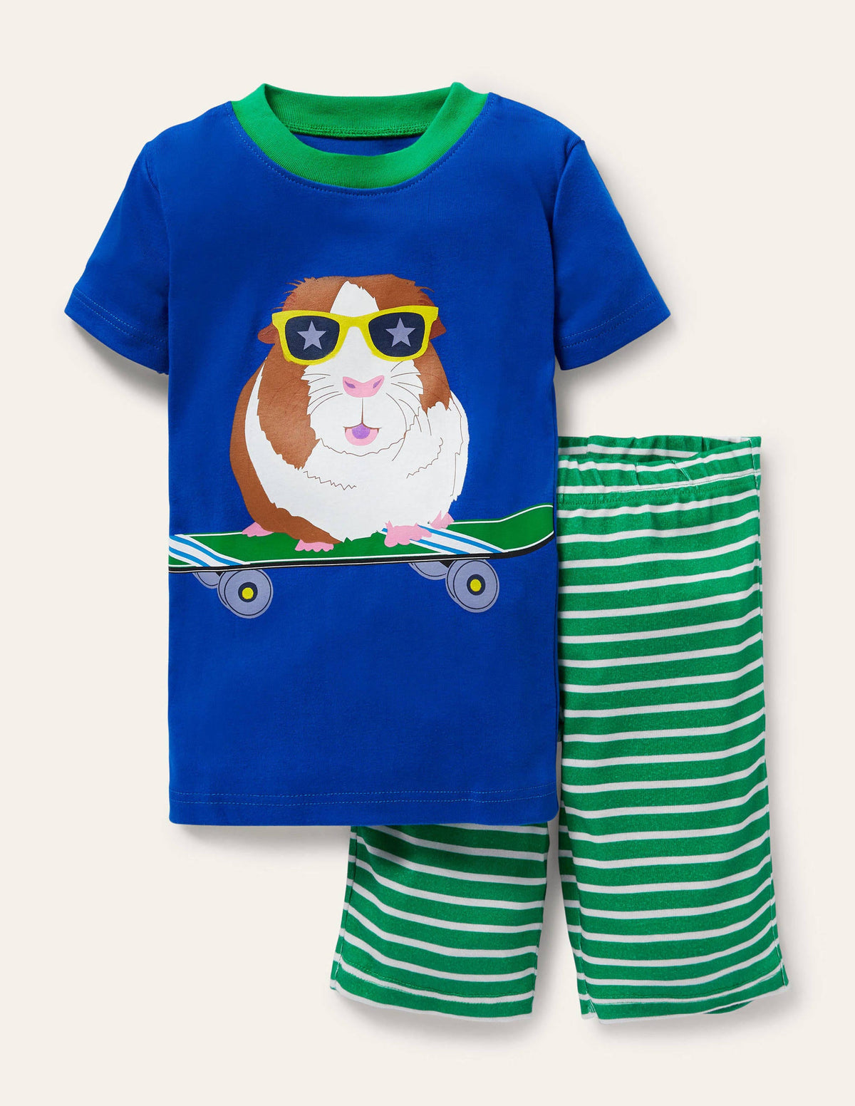 Snug Short John Pyjamas-Brilliant Blue Guinea Pig-1
