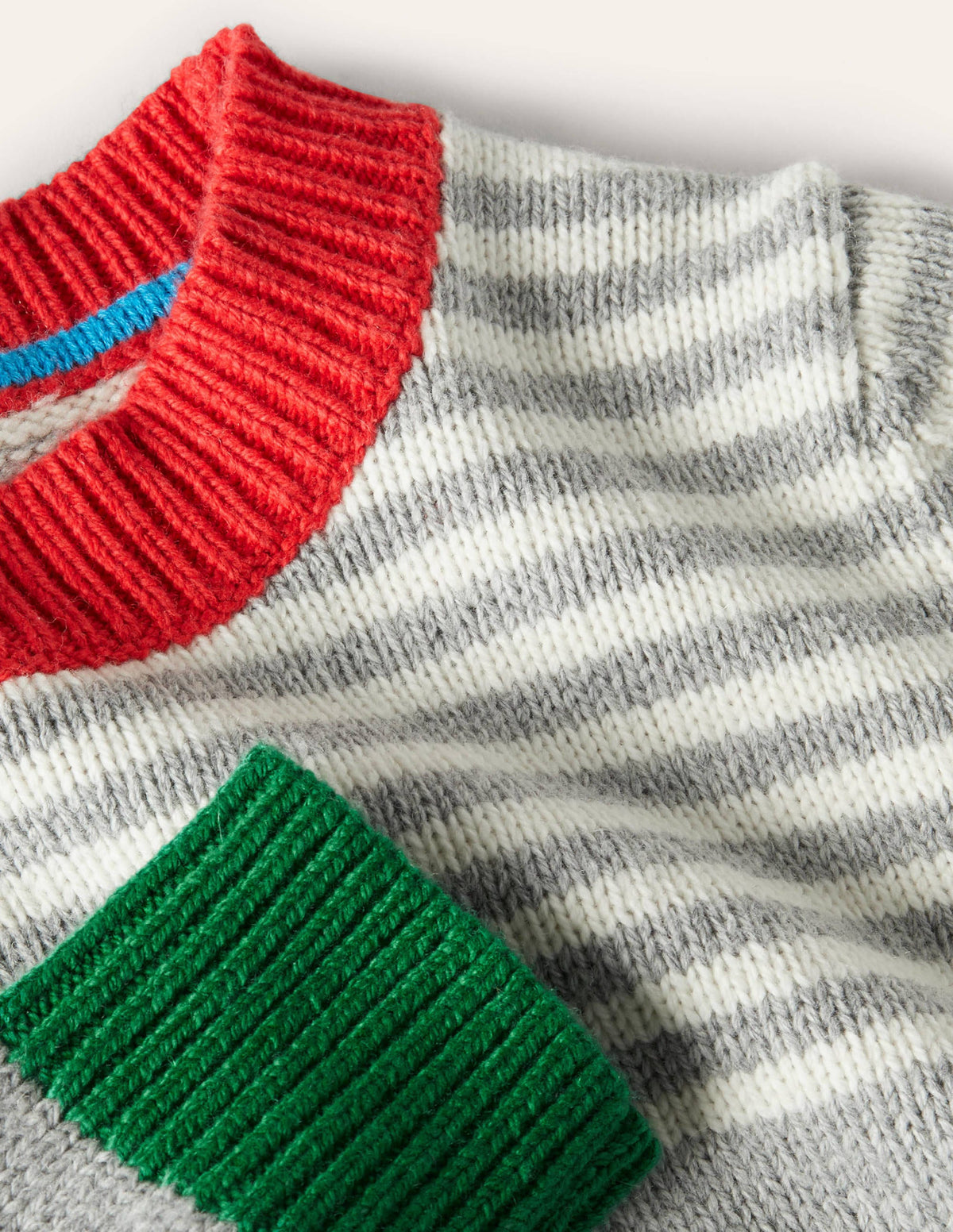 Colourblock Crew Jumper-Grey Marl/Ivory - Image 3