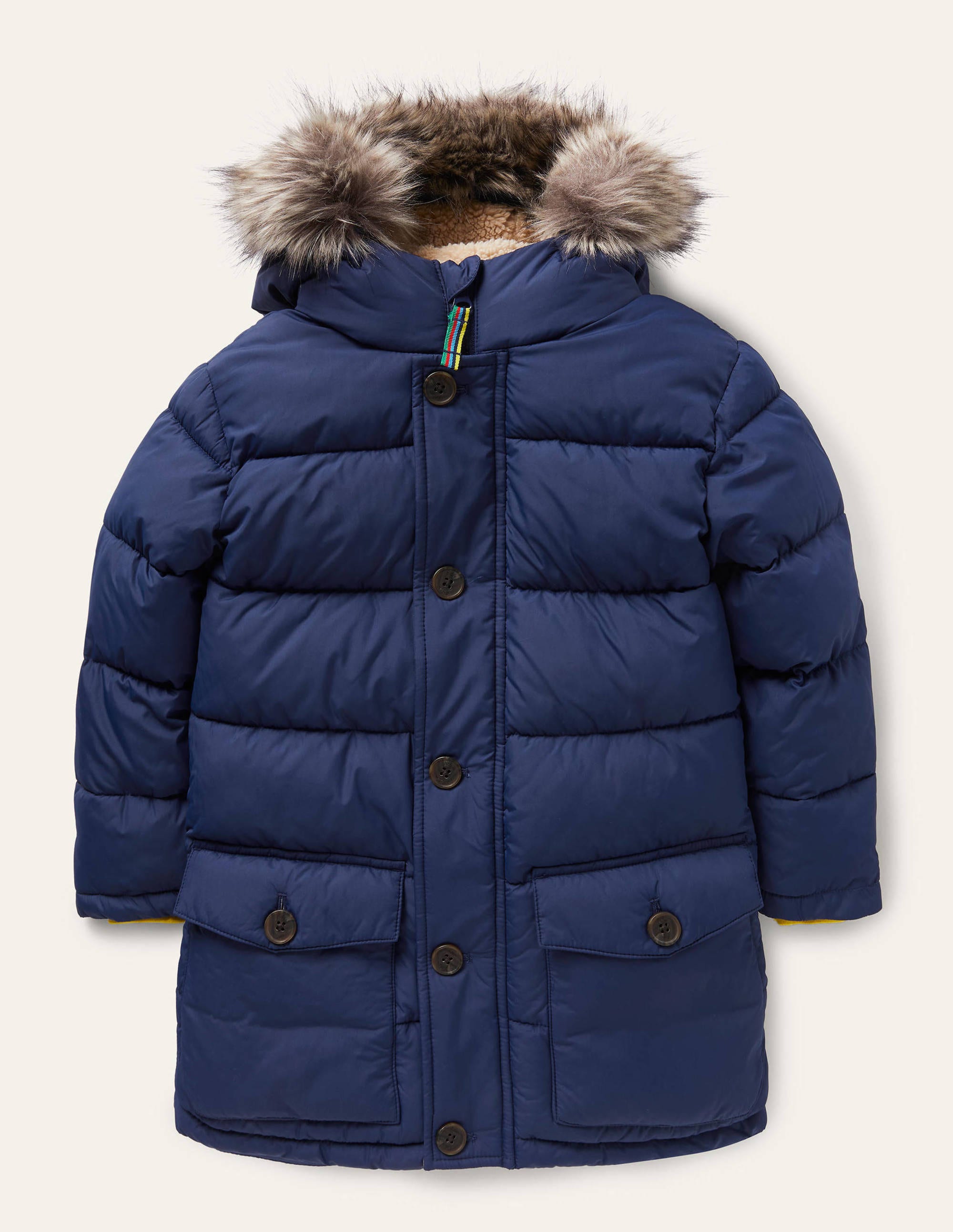 Longline Padded Jacket-College Navy - Image 1