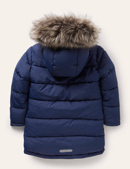 Longline Padded Jacket-College Navy-2