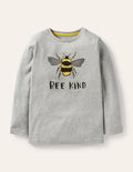 Graphic Animal T-shirt-Grey Marl Bee Kind
