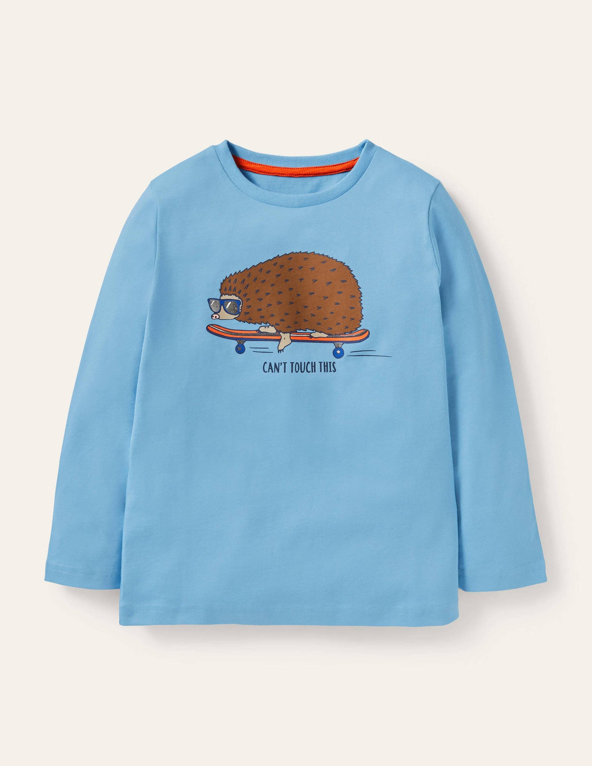 Graphic Animal T-shirt-Surfboard Blue Hedgehog-1