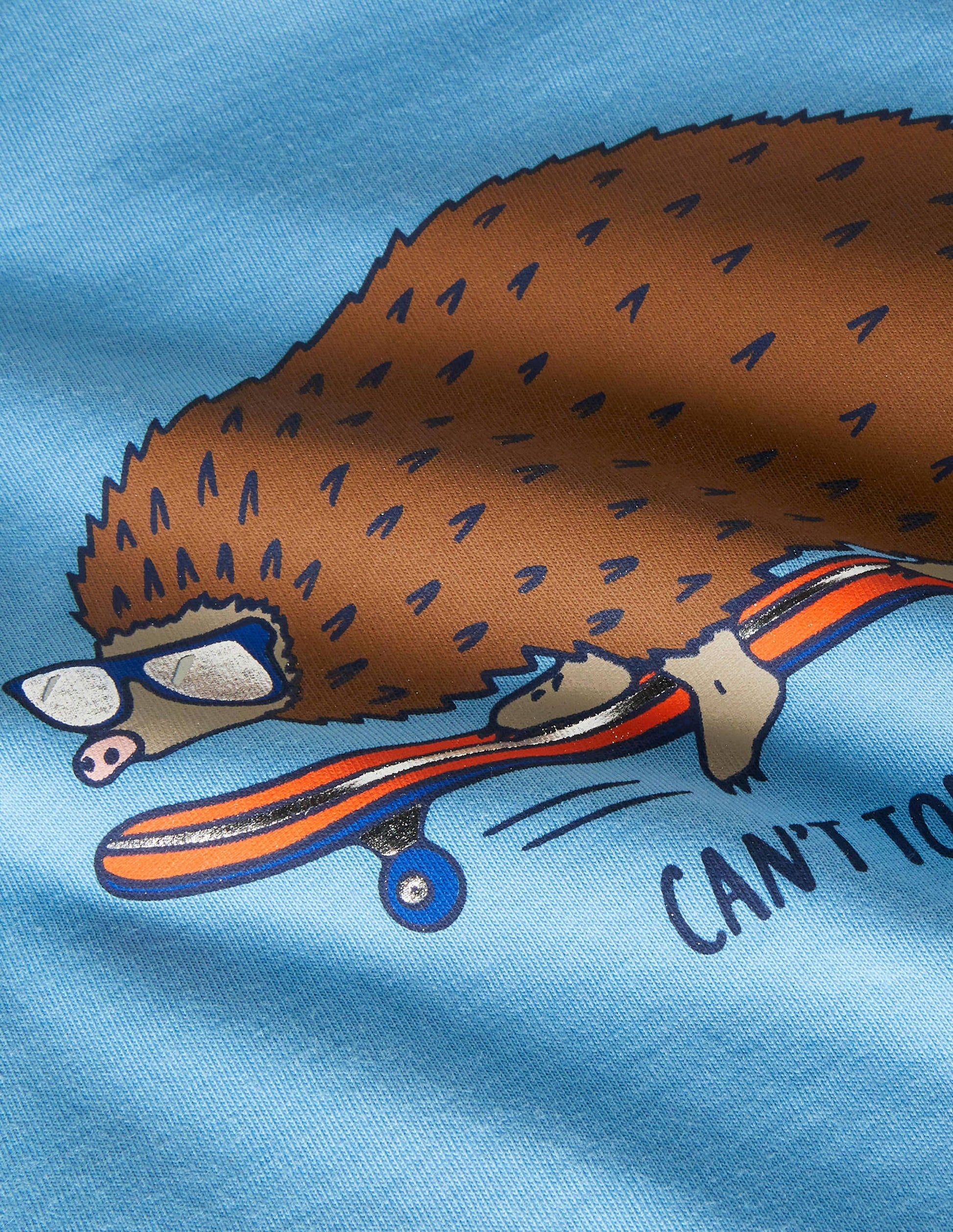 Graphic Animal T-shirt-Surfboard Blue Hedgehog-3
