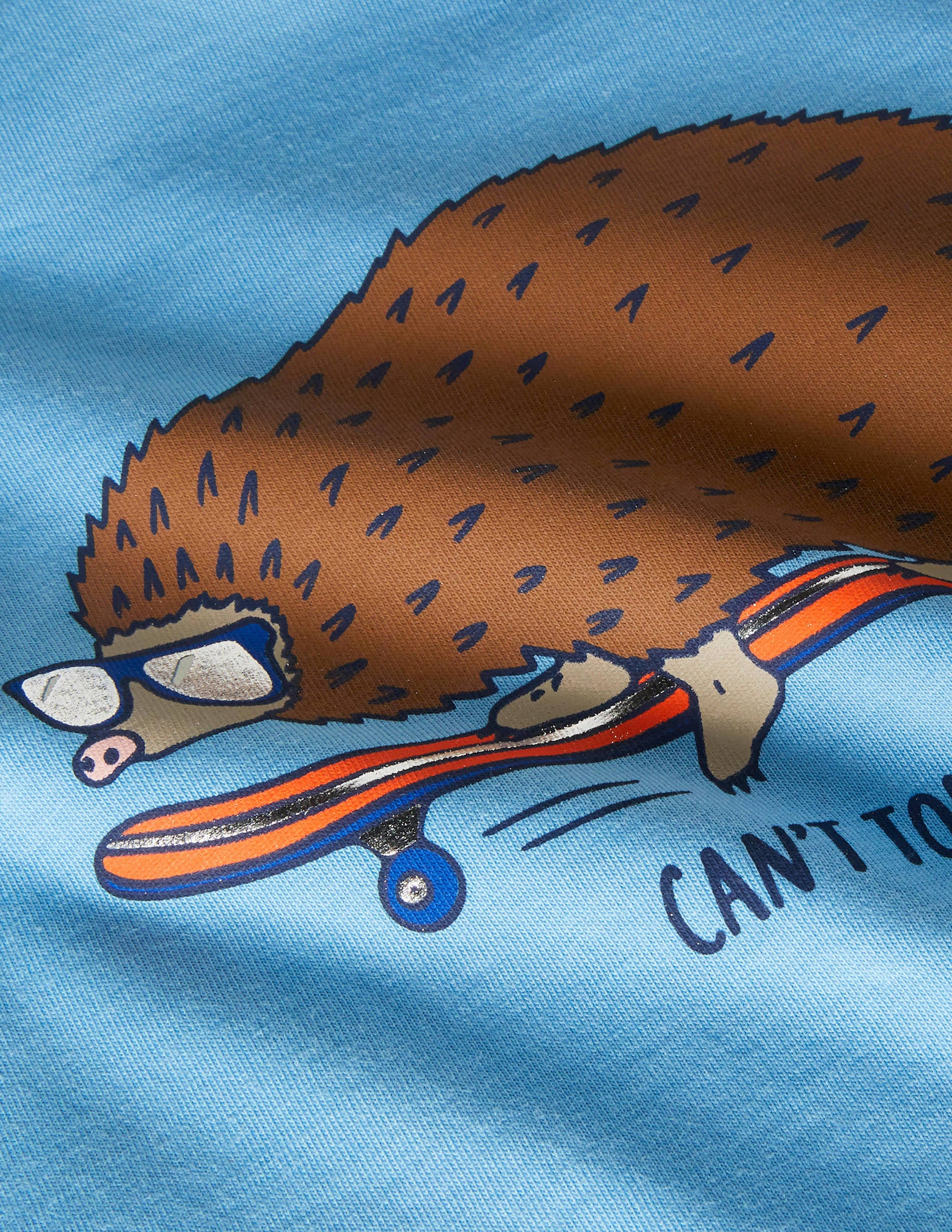 Graphic Animal T-shirt-Surfboard Blue Hedgehog - Image 3