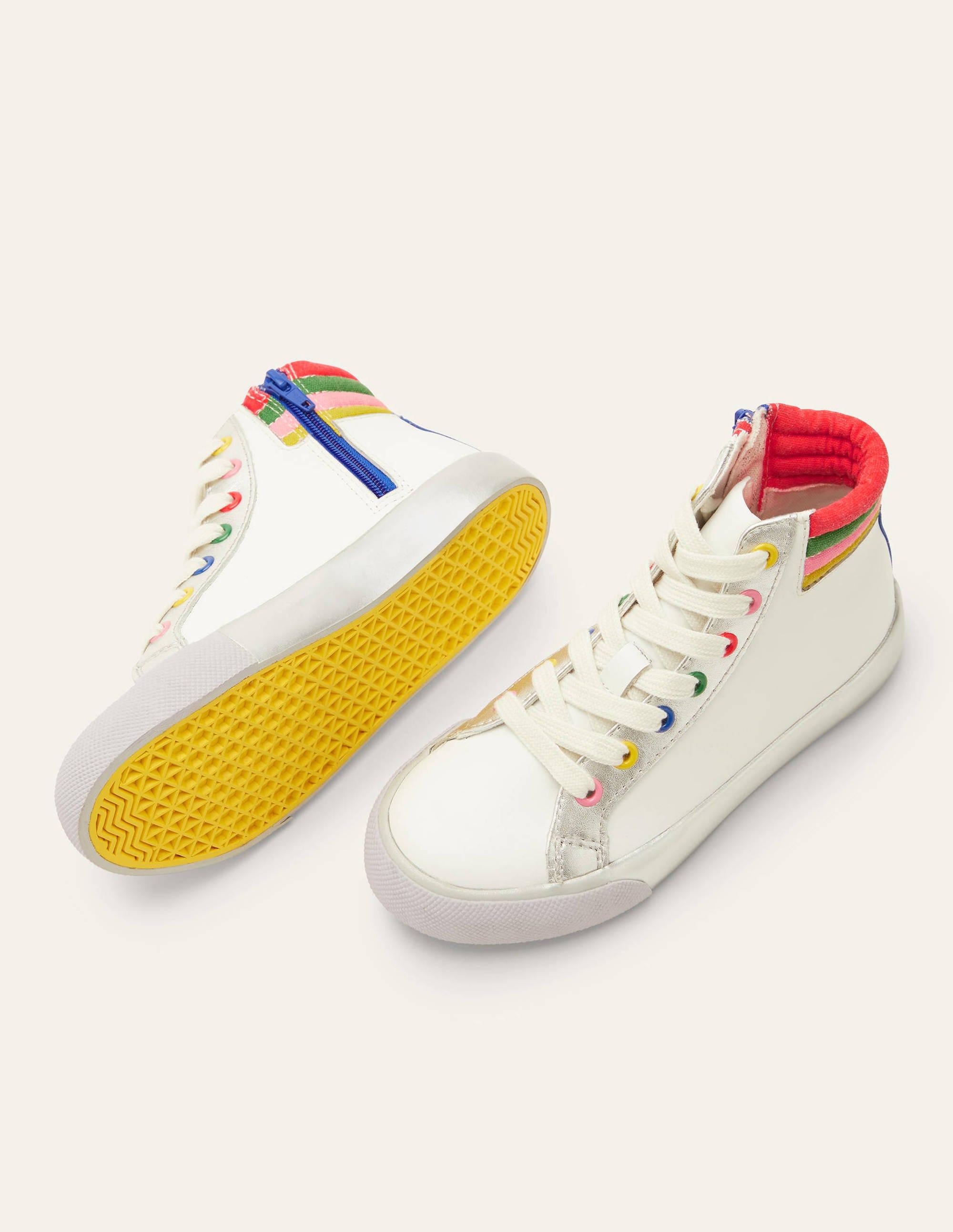 Leather High Top Trainers-White Rainbow - Image 1