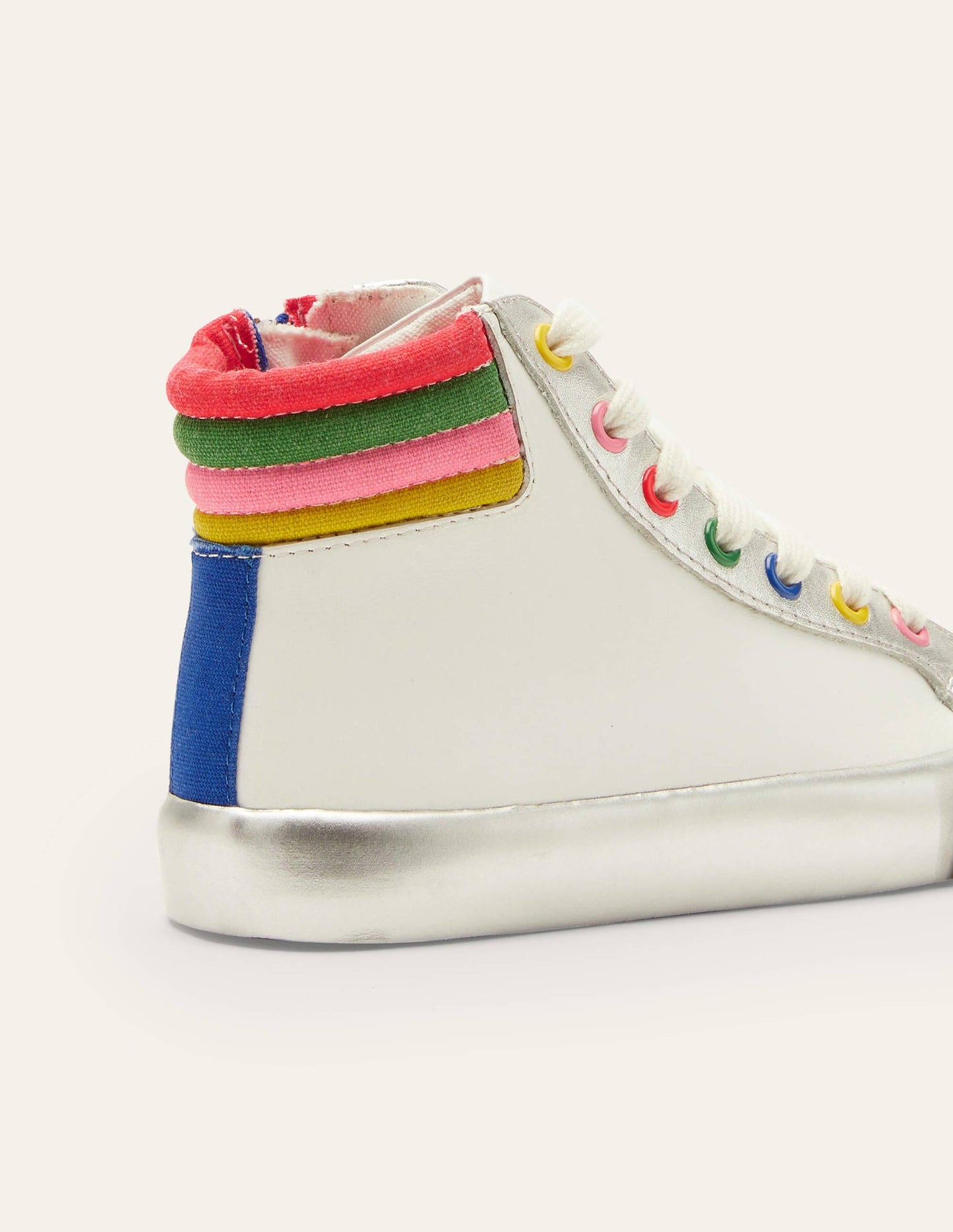 Leather High Top Trainers-White Rainbow