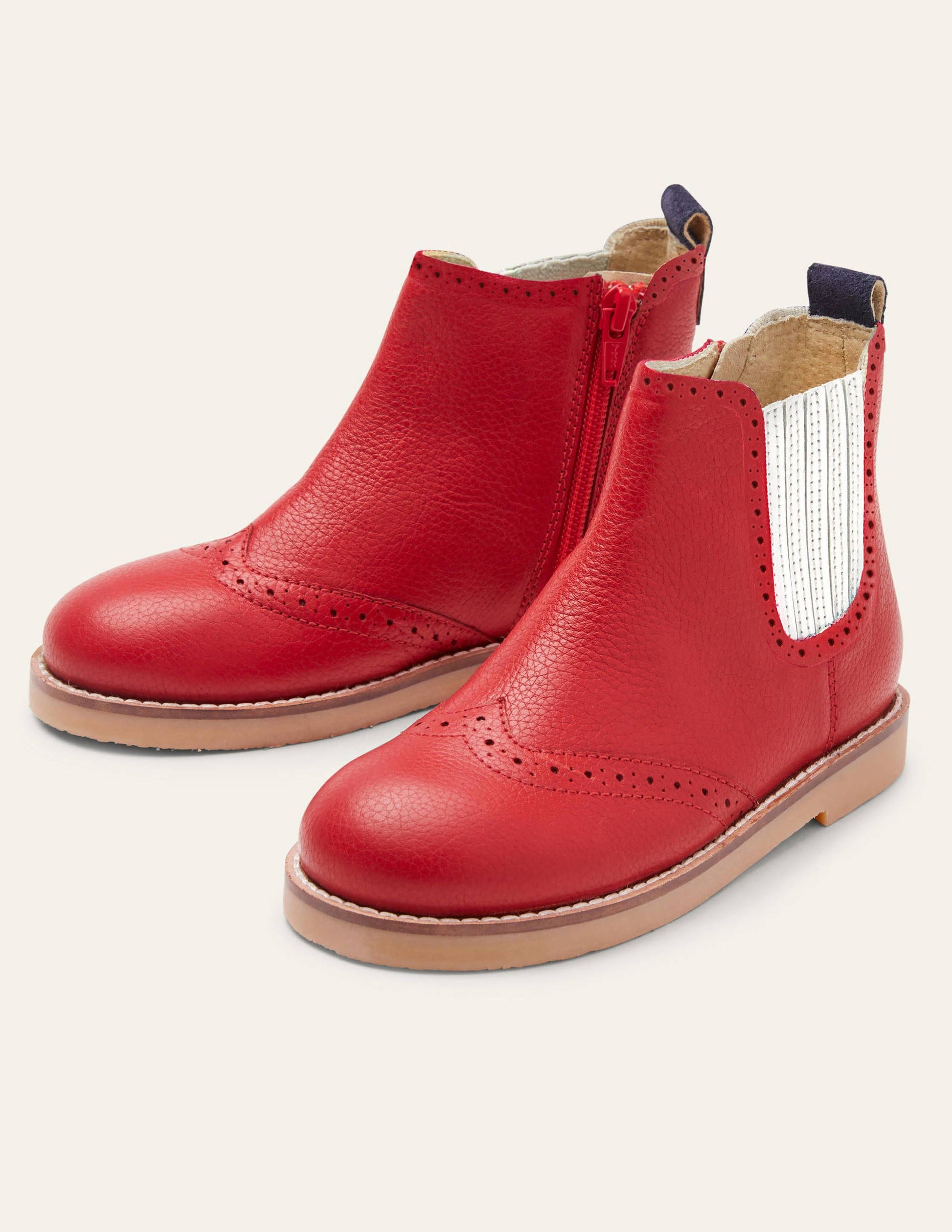 Leather Chelsea Boots-Rockabilly Red-1