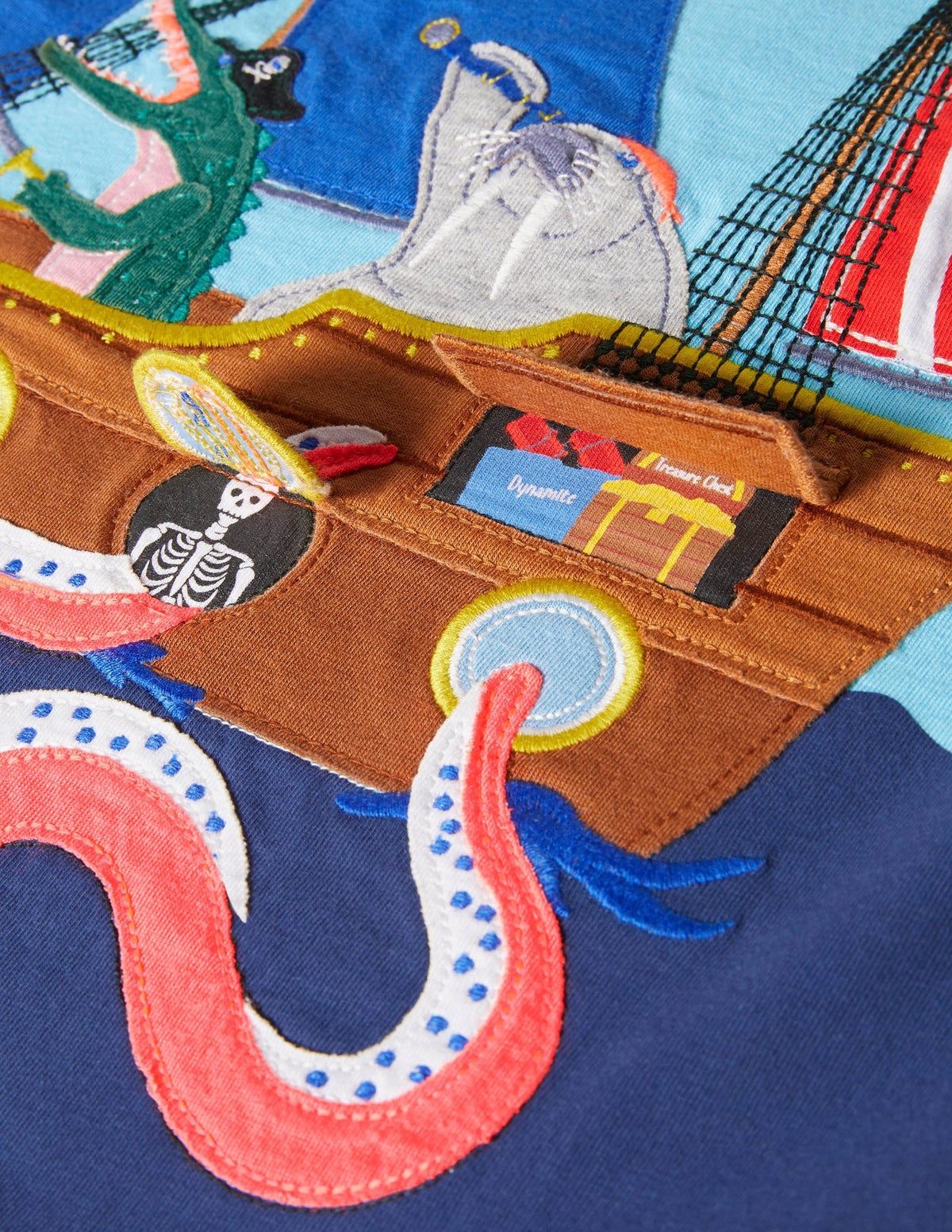 Lift-the-flap Beach T-shirt-Aqua Blue Pirate Ship - Image 3