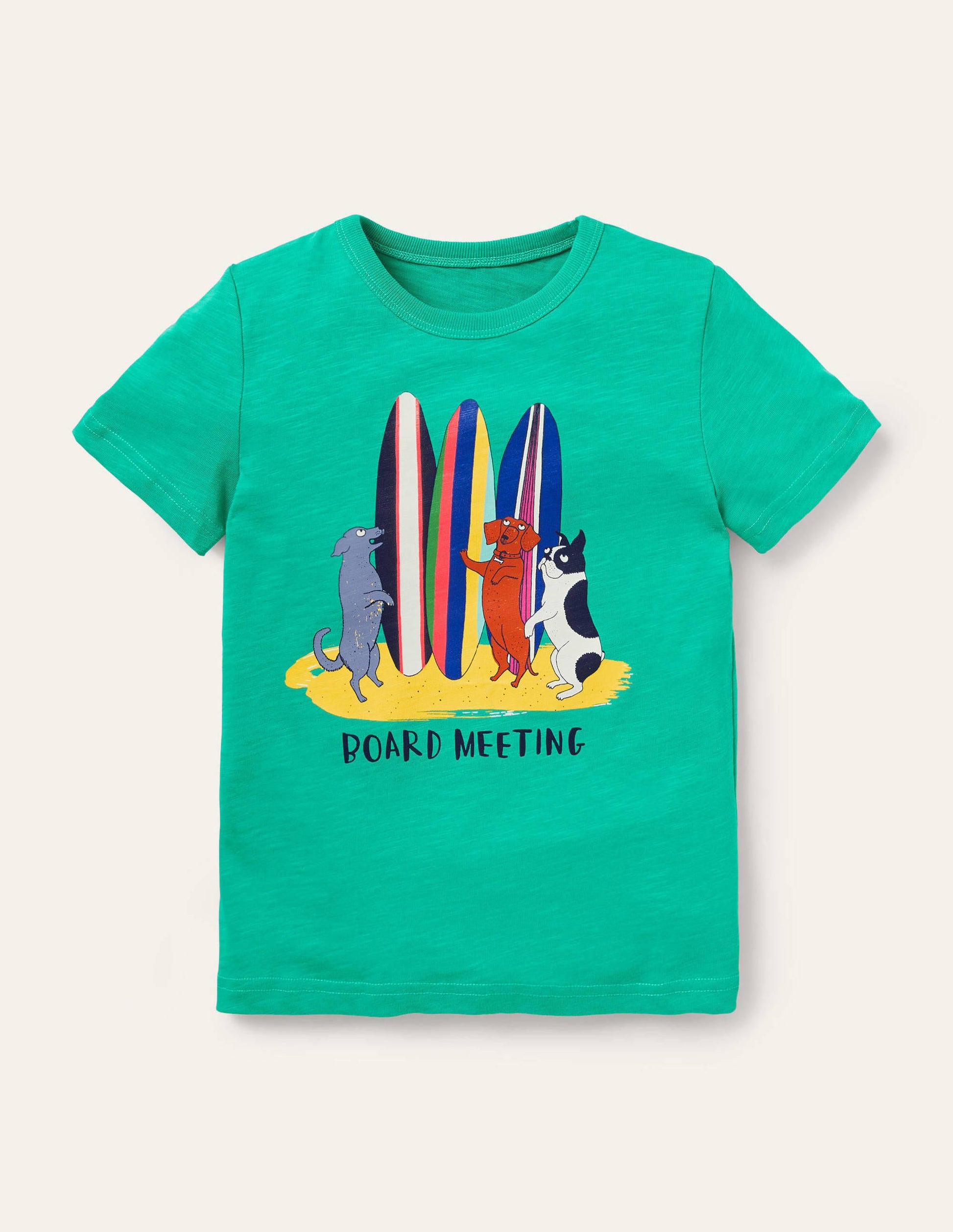 Graphic Pun T-shirt-Tropical Green Board Meeting-1