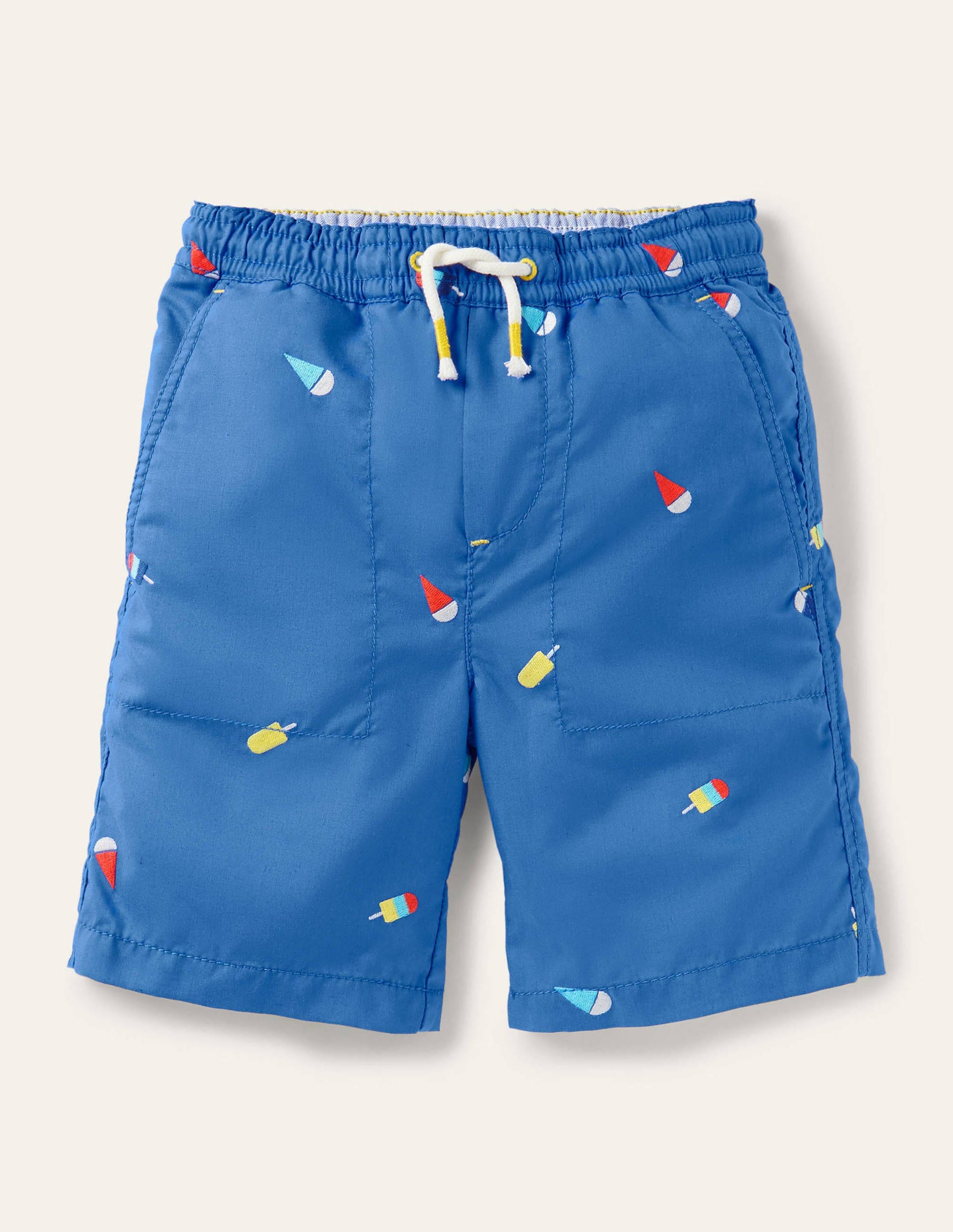 Pull-on Drawstring Shorts-Elizabethan Blue Ice Creams-1