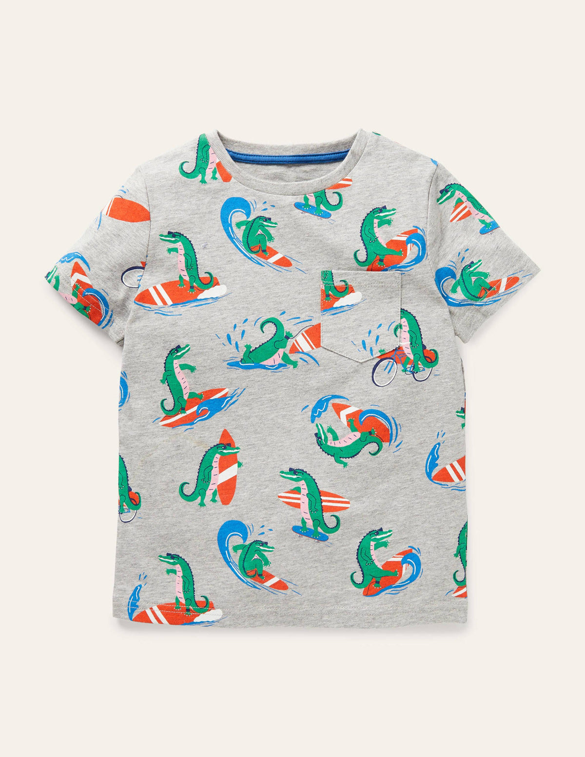 Printed T-shirt-Grey Marl Surfing Crocs - Image 1