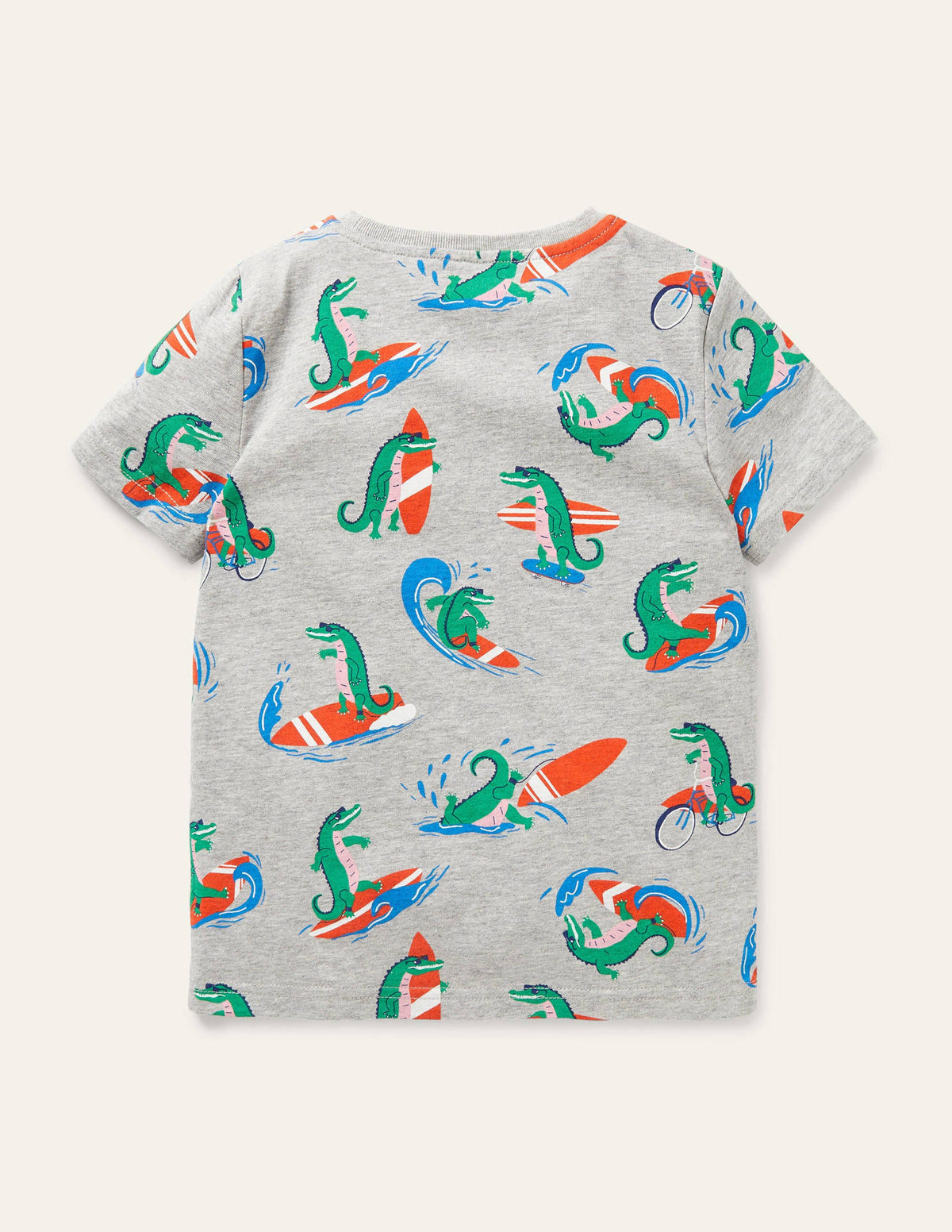 Printed T-shirt-Grey Marl Surfing Crocs-2