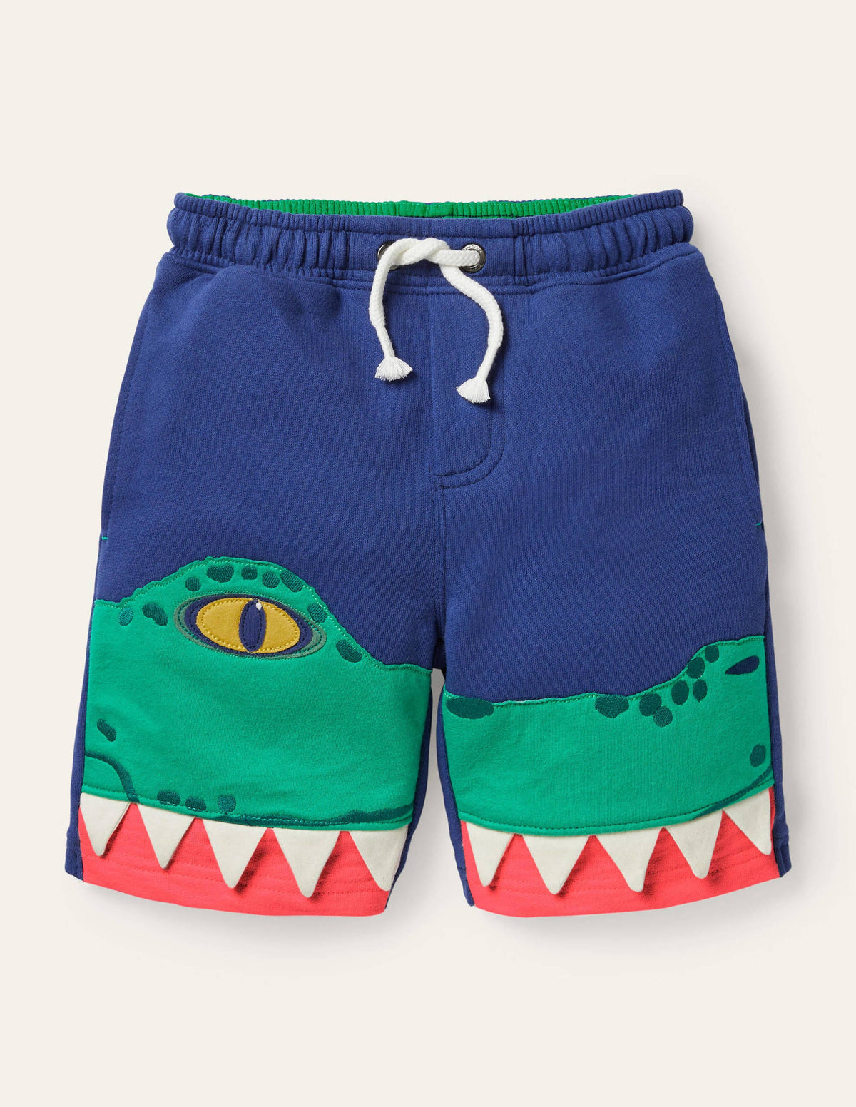 Appliqué Sweatshorts-Brilliant Blue Crocodile-1