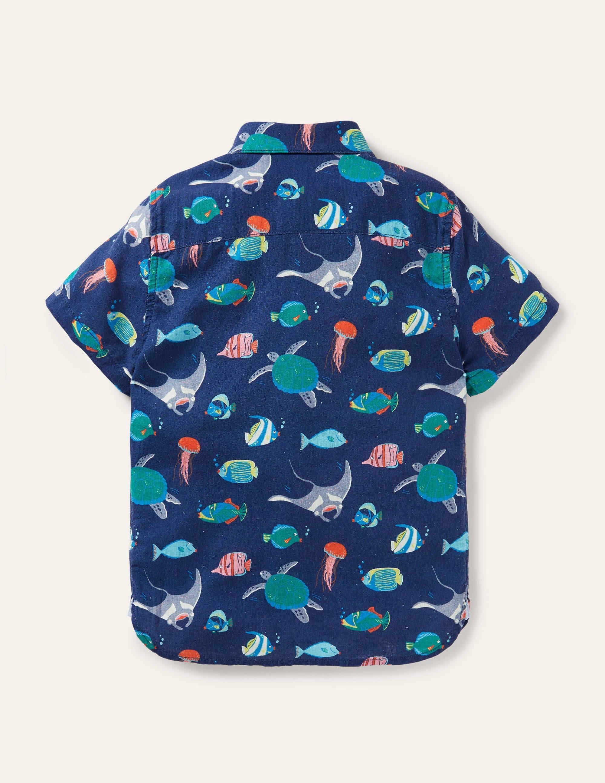 Cotton Linen Shirt-College Navy Under-the-sea - Image 2