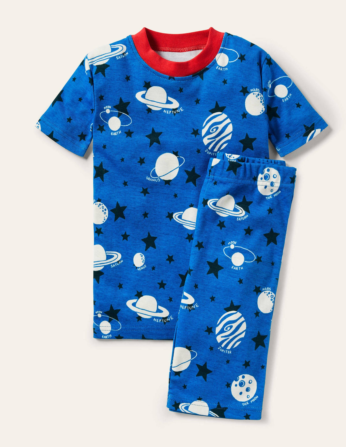Snug Glow-in-the-dark Pyjamas-Bold Blue Glow Planets - Image 1