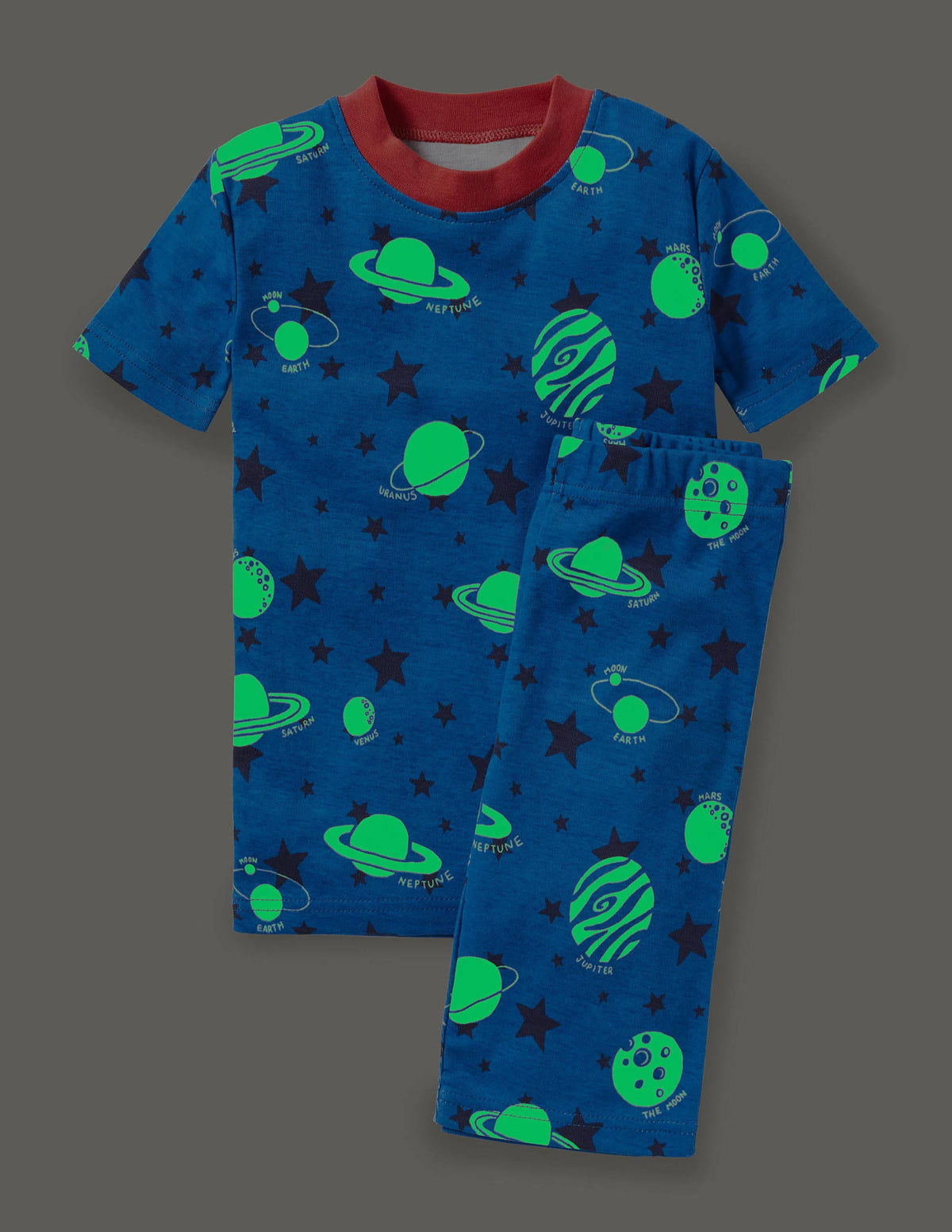 Snug Glow-in-the-dark Pyjamas-Bold Blue Glow Planets-4
