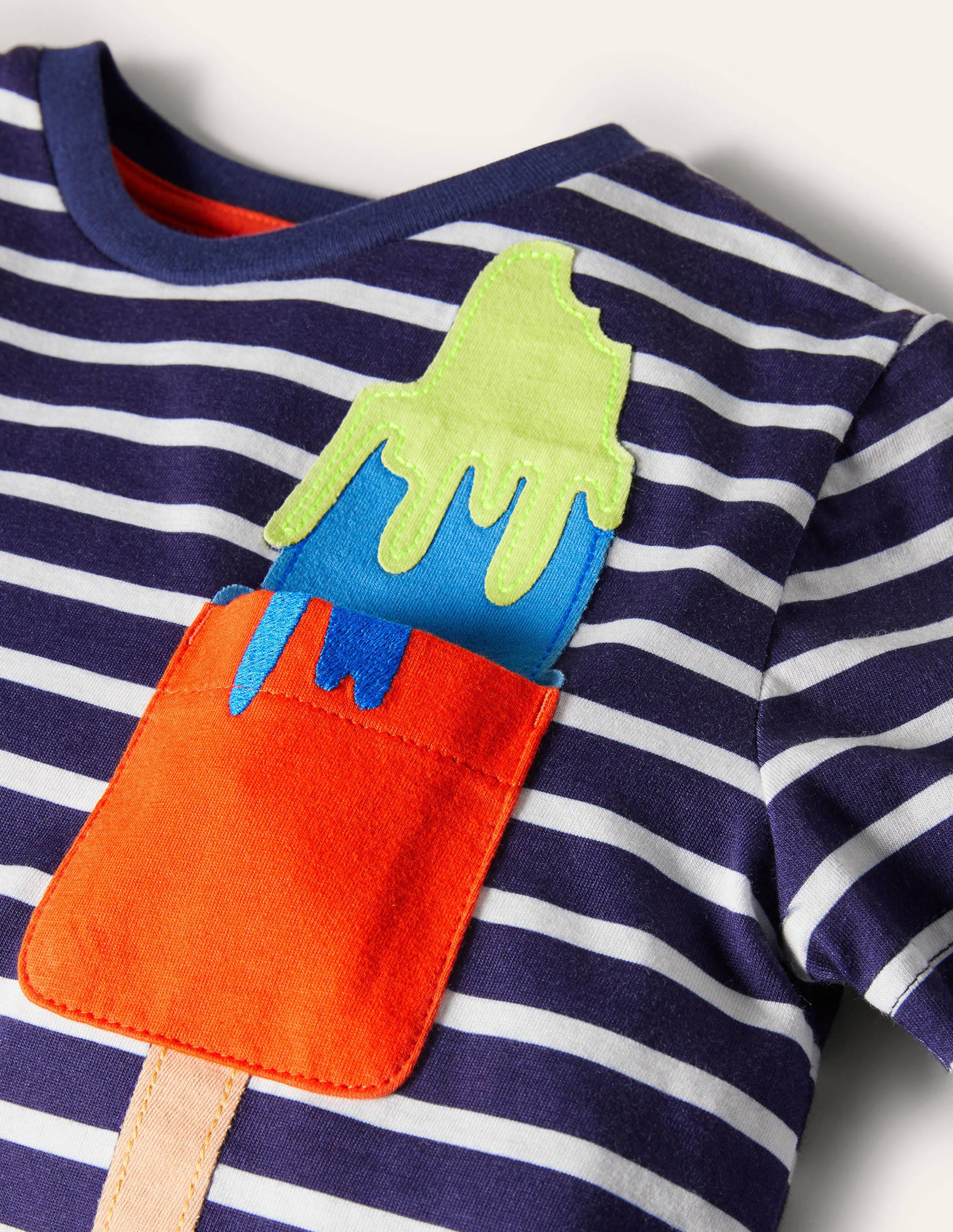 Beach Breton T-shirt-College Navy/Ivory Ice Cream - Image 3