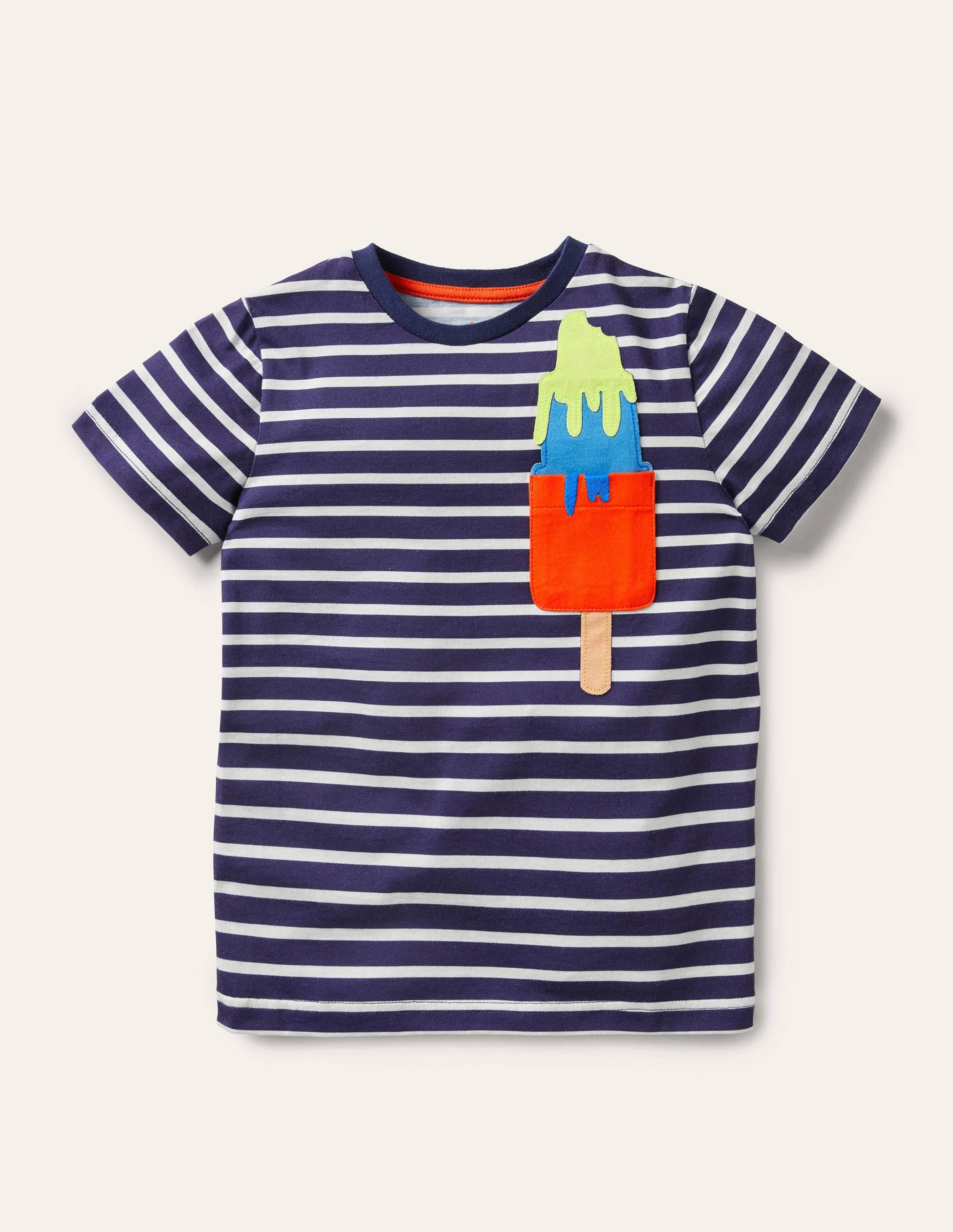 Beach Breton T-shirt-College Navy/Ivory Ice Cream - Image 1