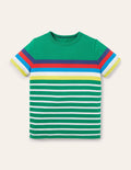 Rainbow Breton T-shirt-Highland Green Rainbow