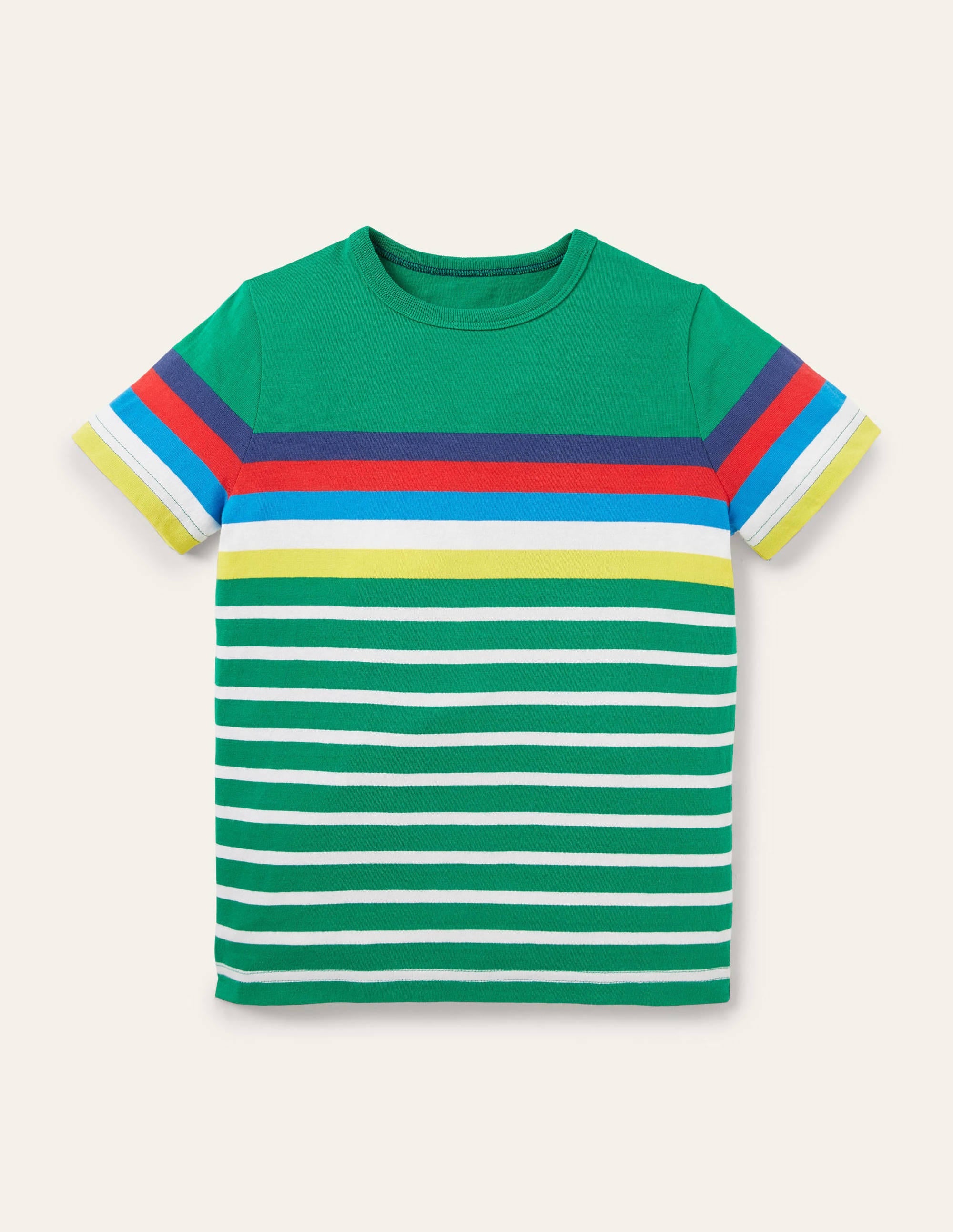 Rainbow Breton T-shirt-Highland Green Rainbow - Image 1