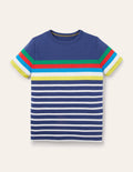 Rainbow Breton T-shirt-Starboard Blue Rainbow