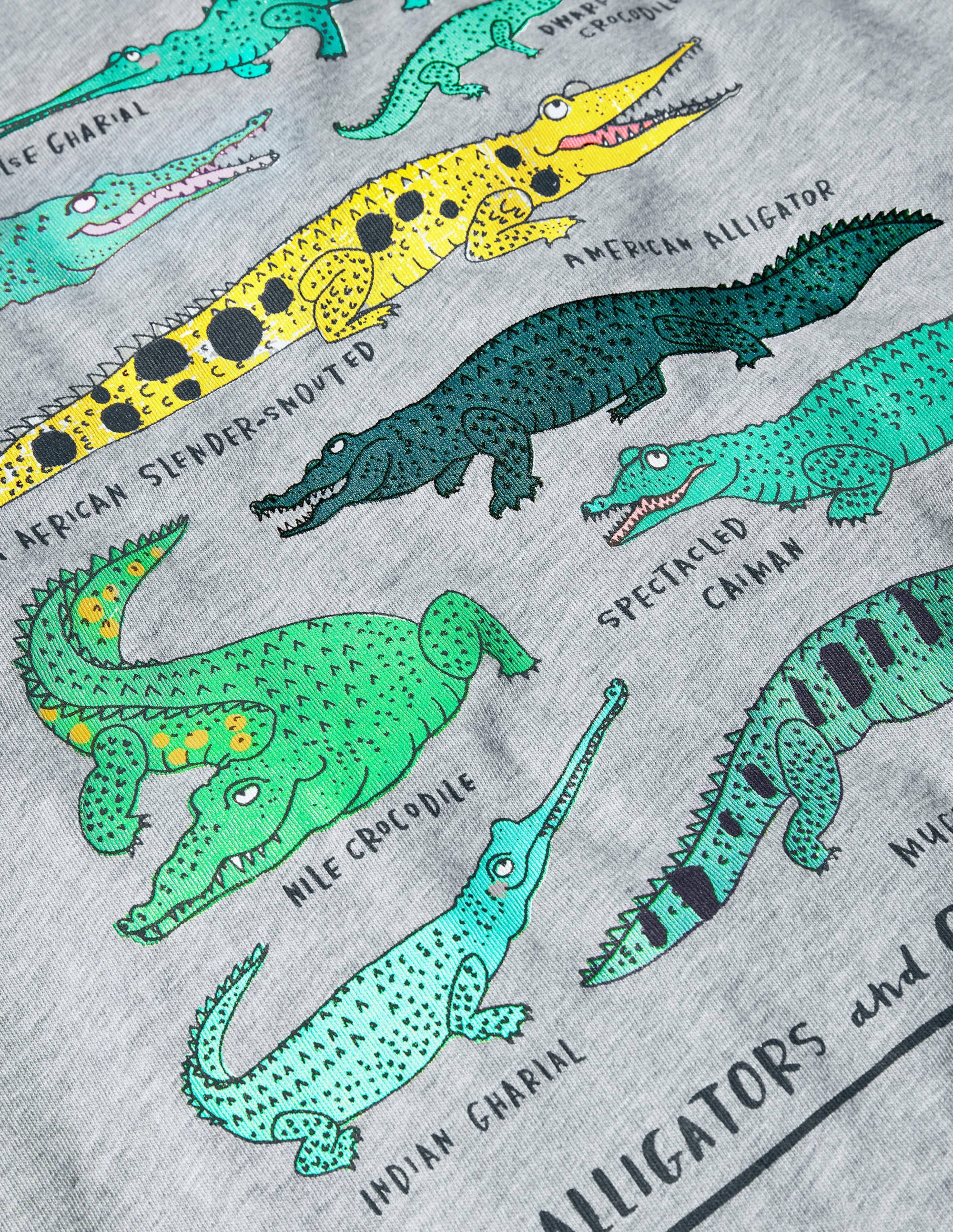 Graphic Animals T-shirt-Grey Marl Crocodiles - Image 3